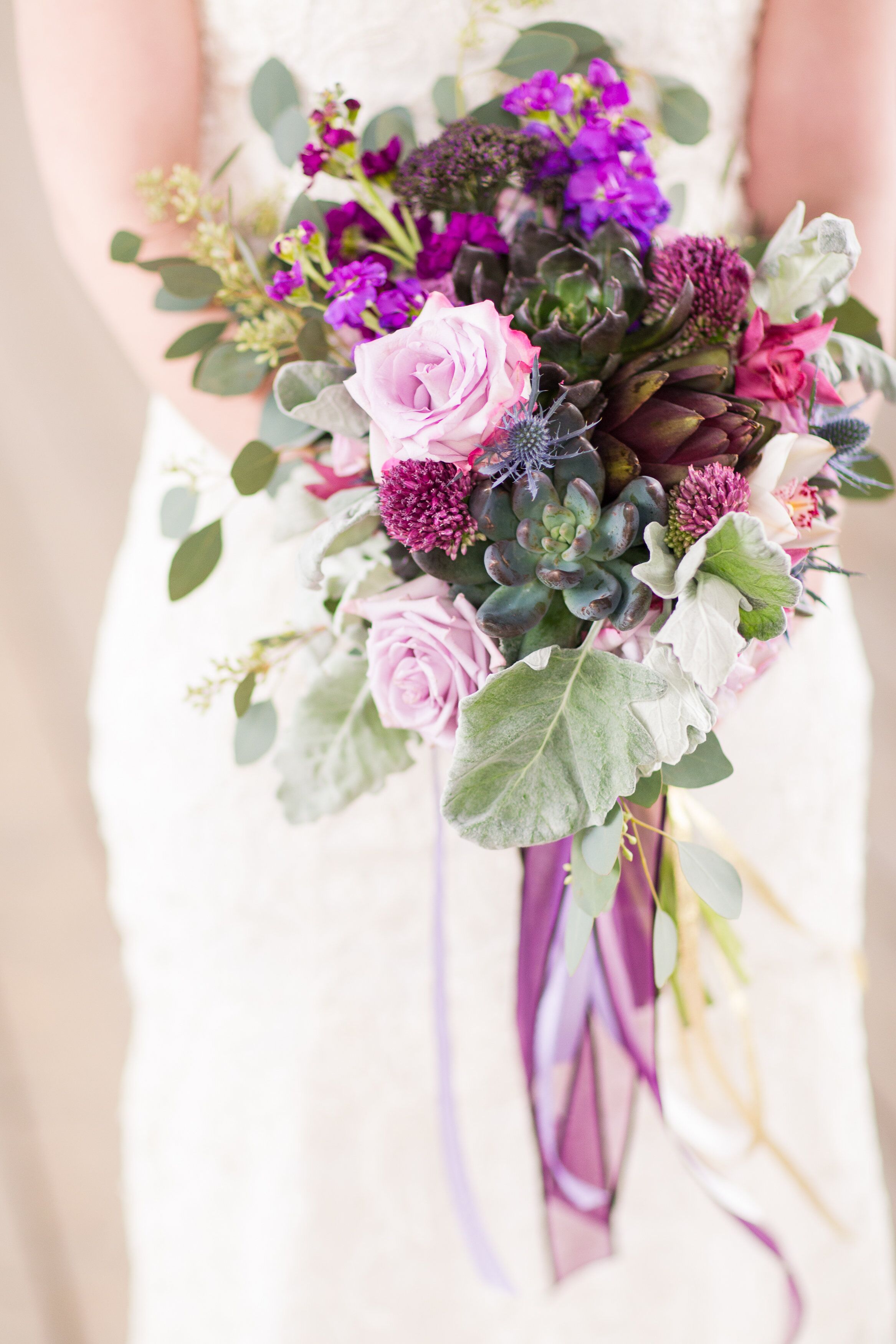 Oversize Purple and Succulent Bridal Bouquet