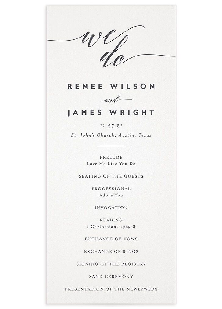 Wedding Programs Wedding Program Wording