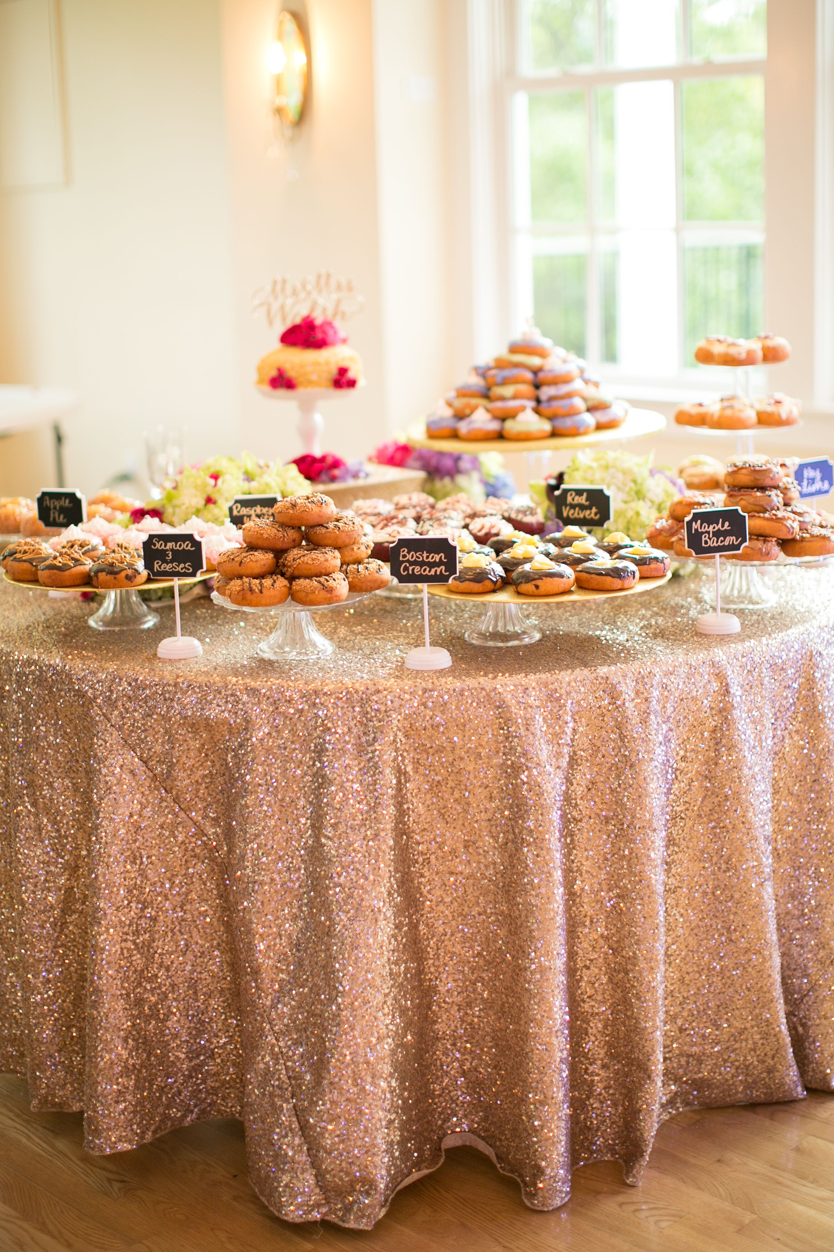 Doughnut Dessert Display With Chalkboard Signs