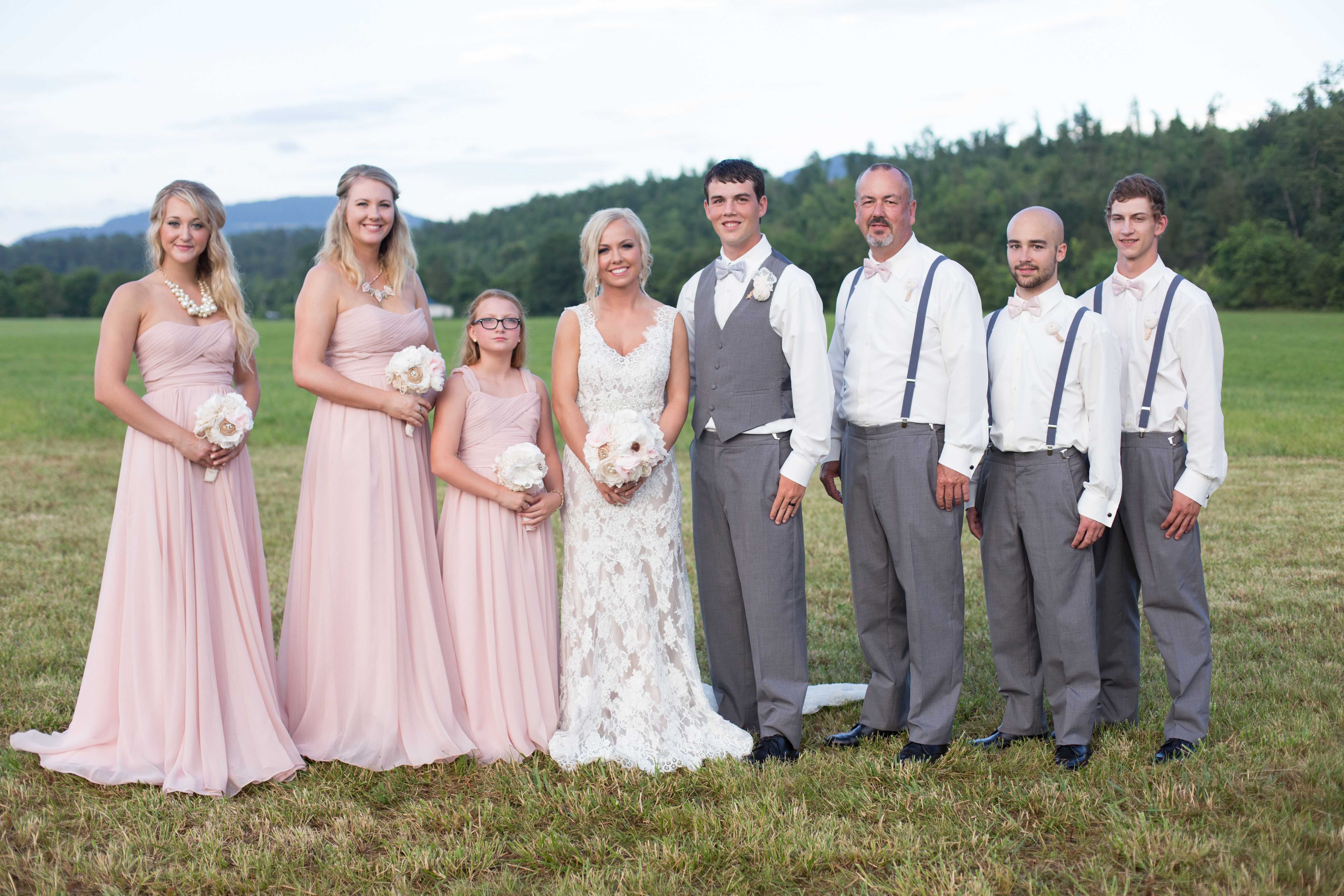 Casual Pink and Gray Wedding Party Attire