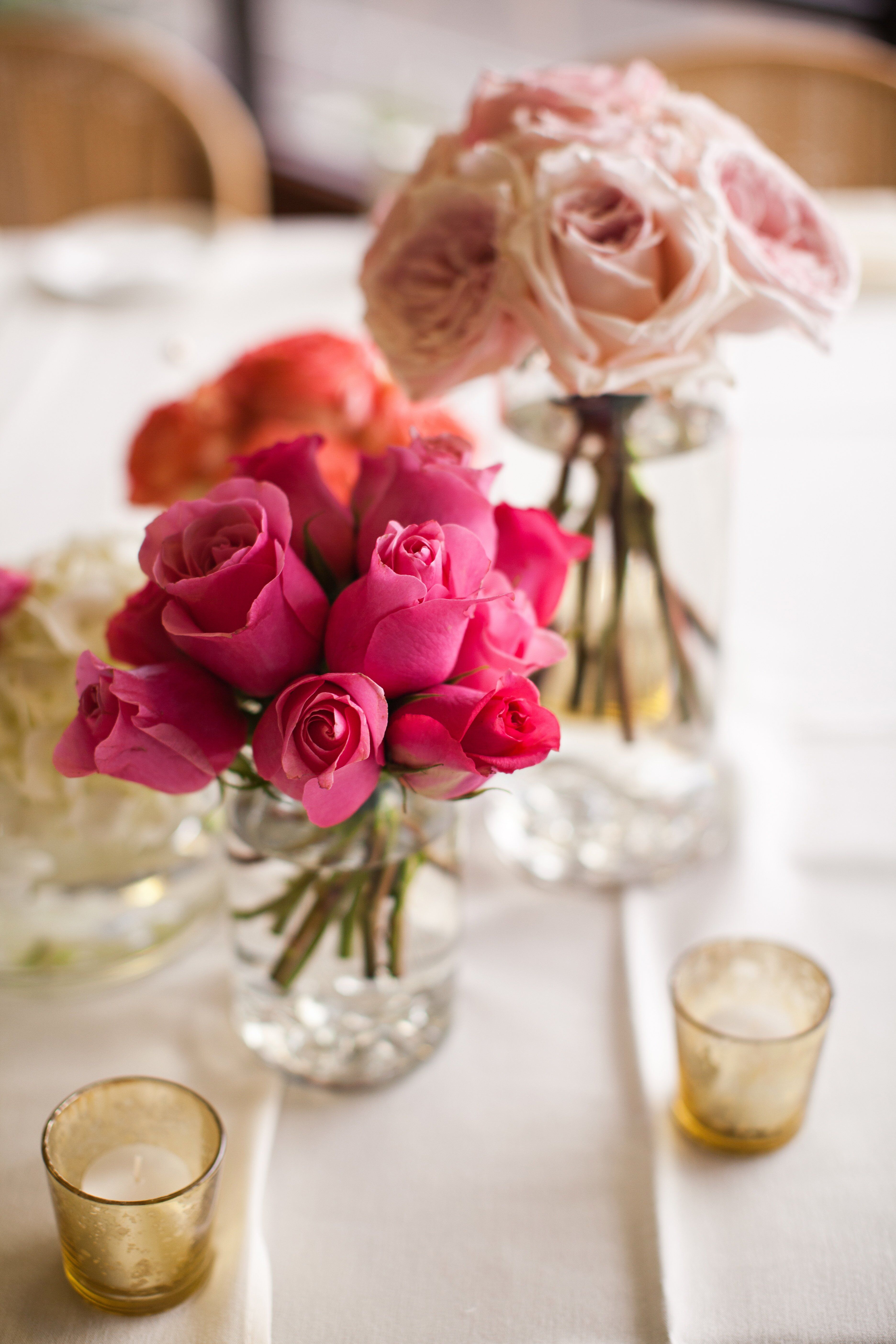 Simple Pink Rose Centerpieces 9033