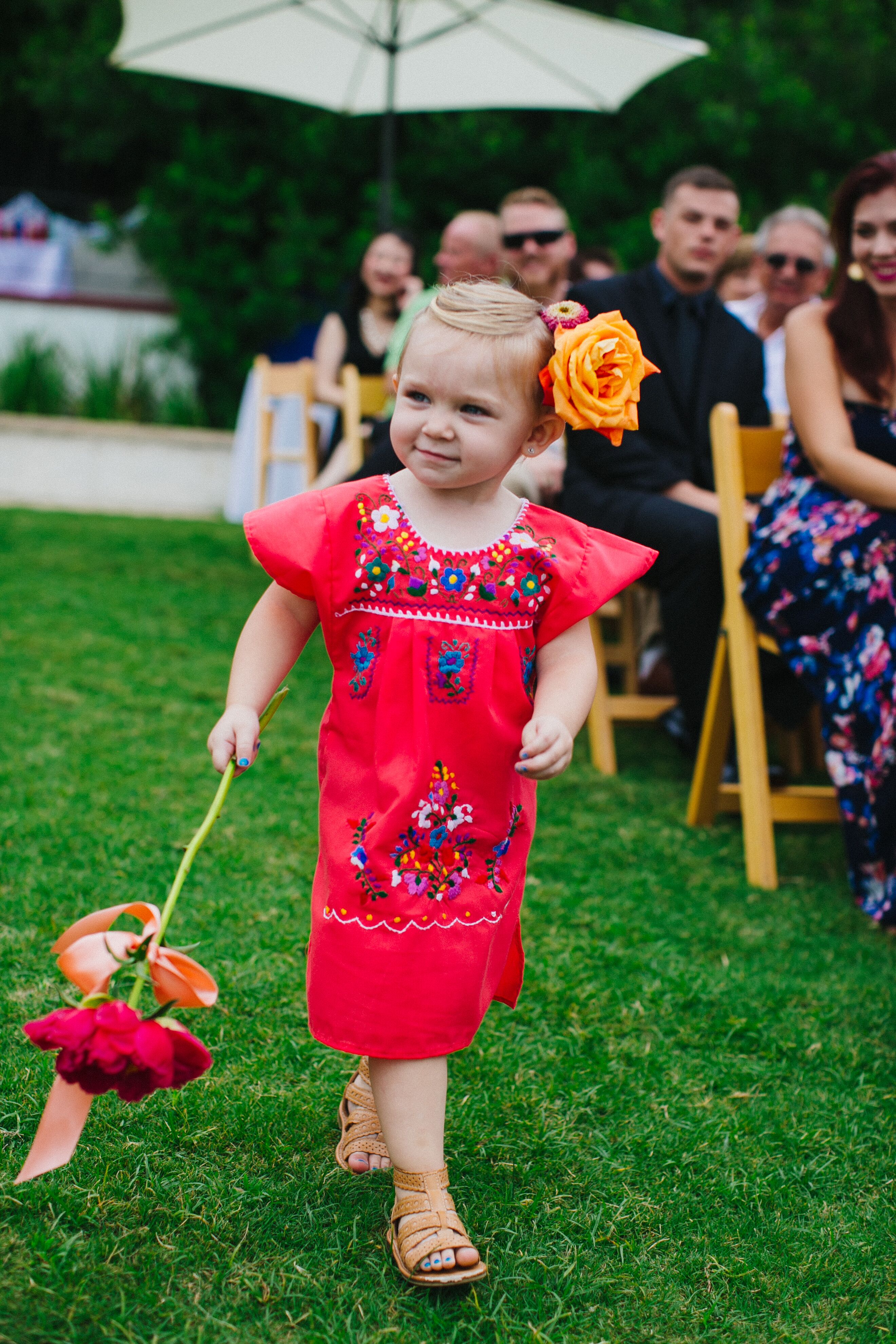 Flower Girl in Mexican Embroidered Dress