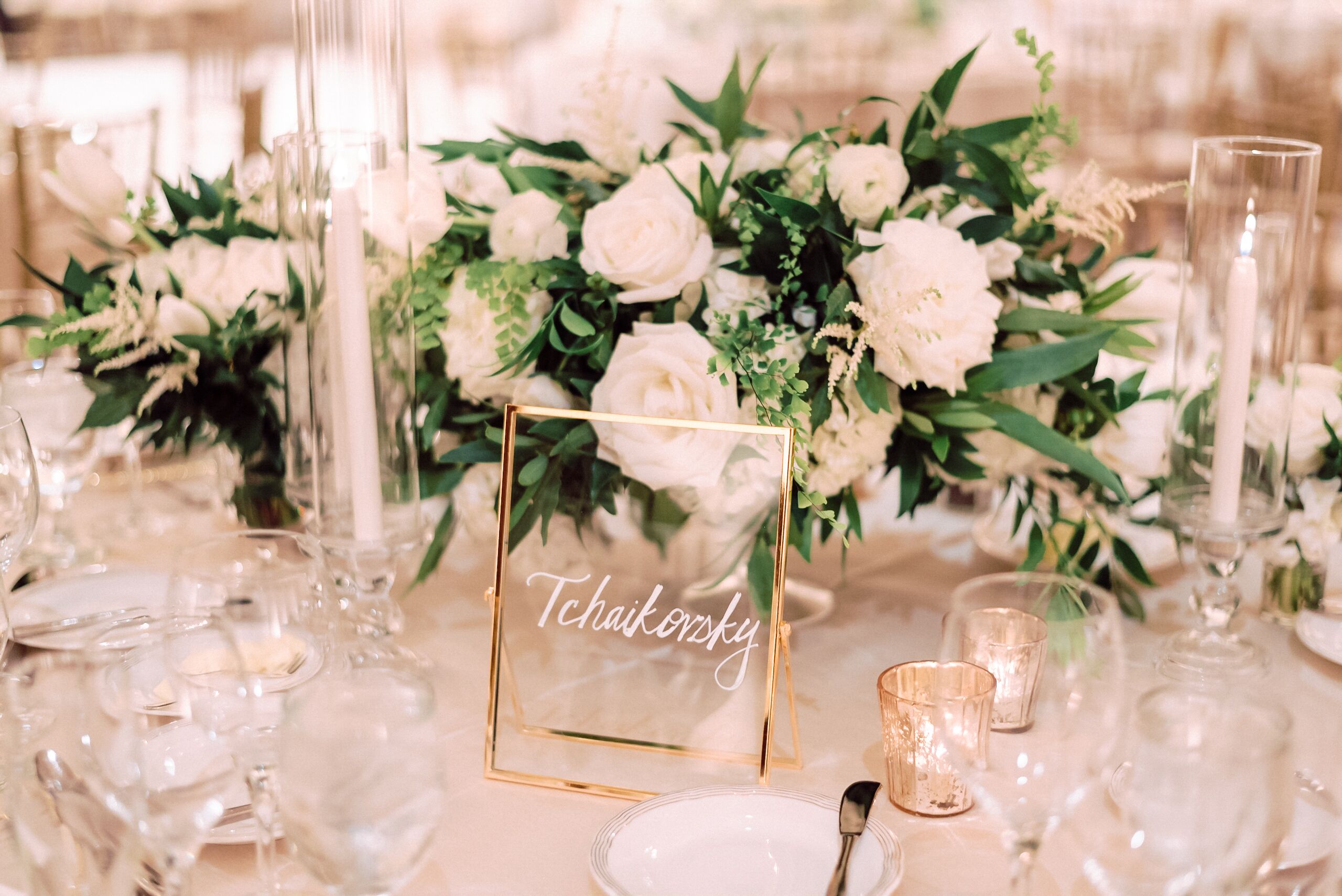 Personalized Gold-Framed Table Number Named for Classical Composer