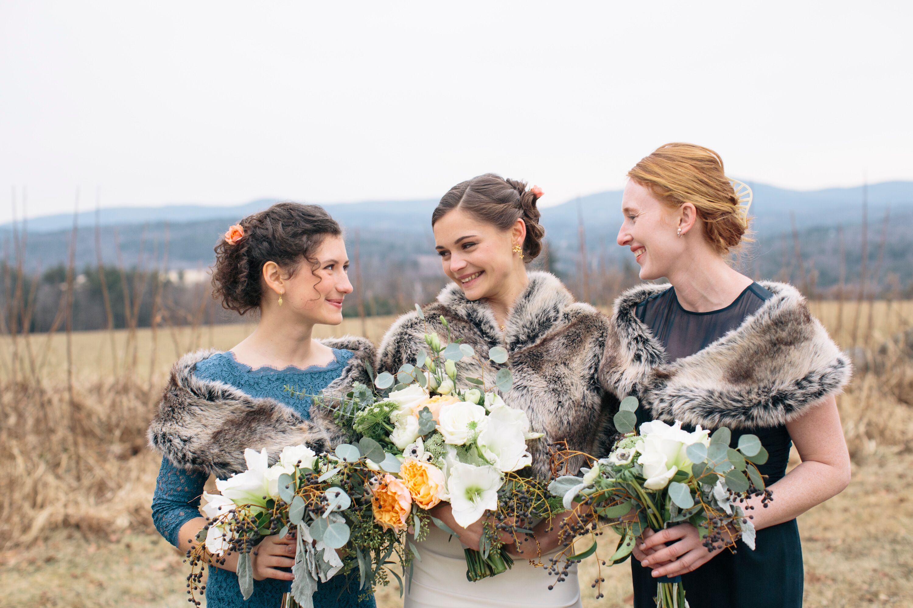 fur stoles for bridesmaids