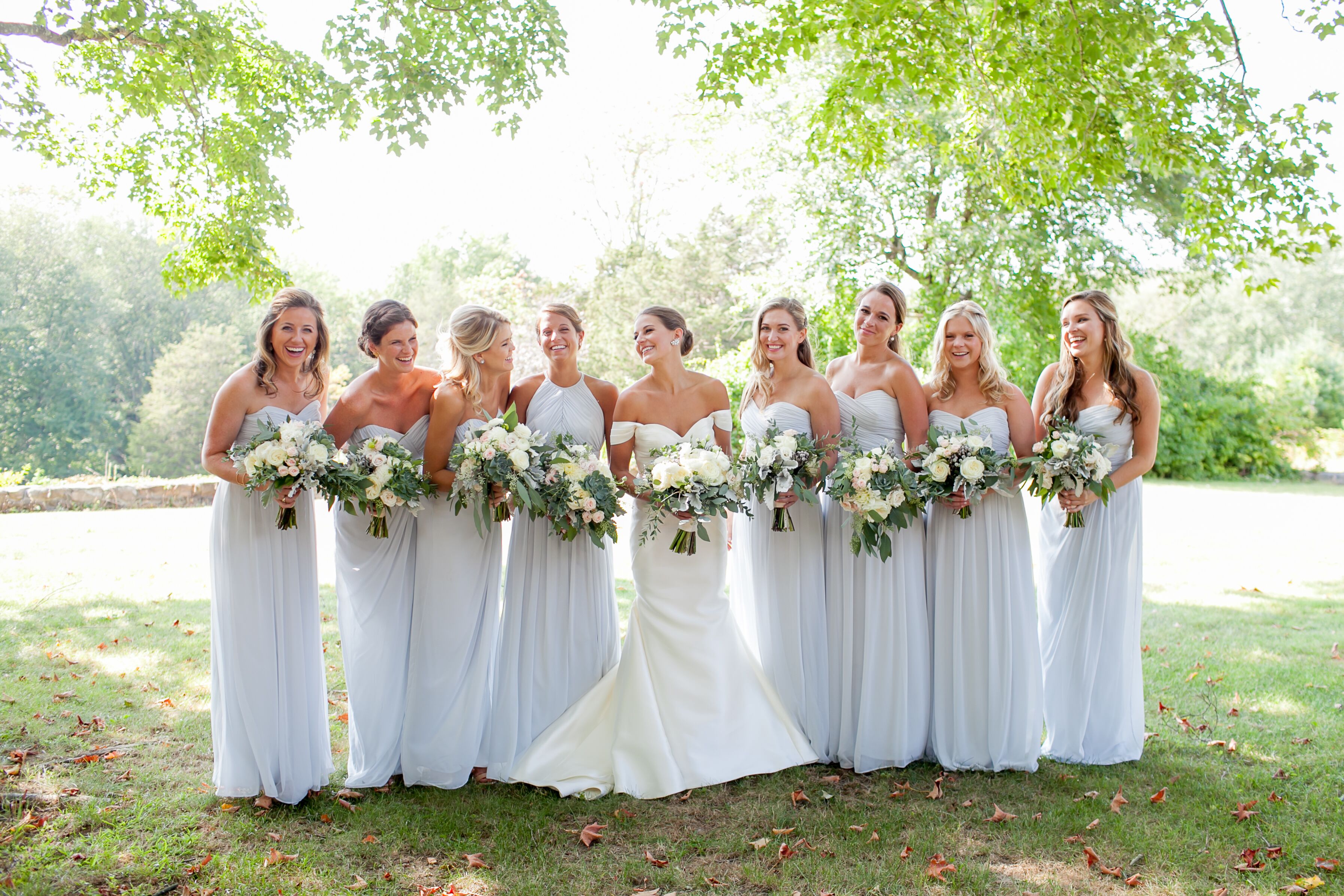 Dessy Frost-Colored Bridesmaid Dresses