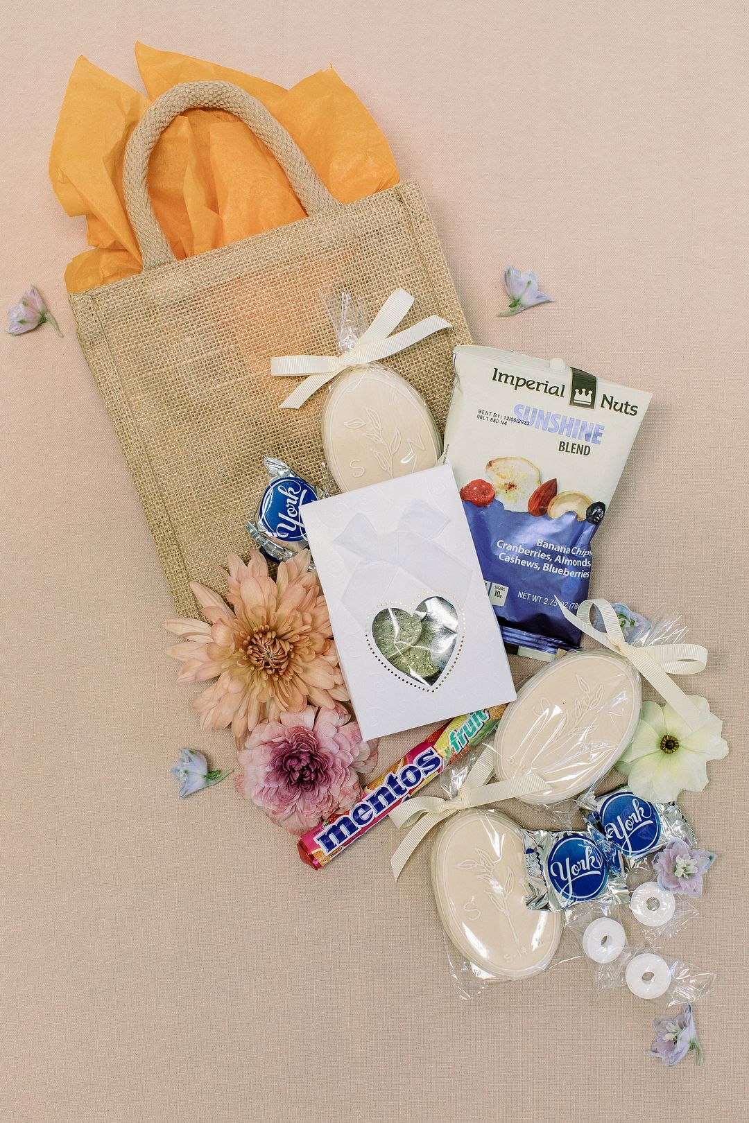 Wedding Guest Welcome Bag With Breath Mints, Sweets, Nuts and Cookies