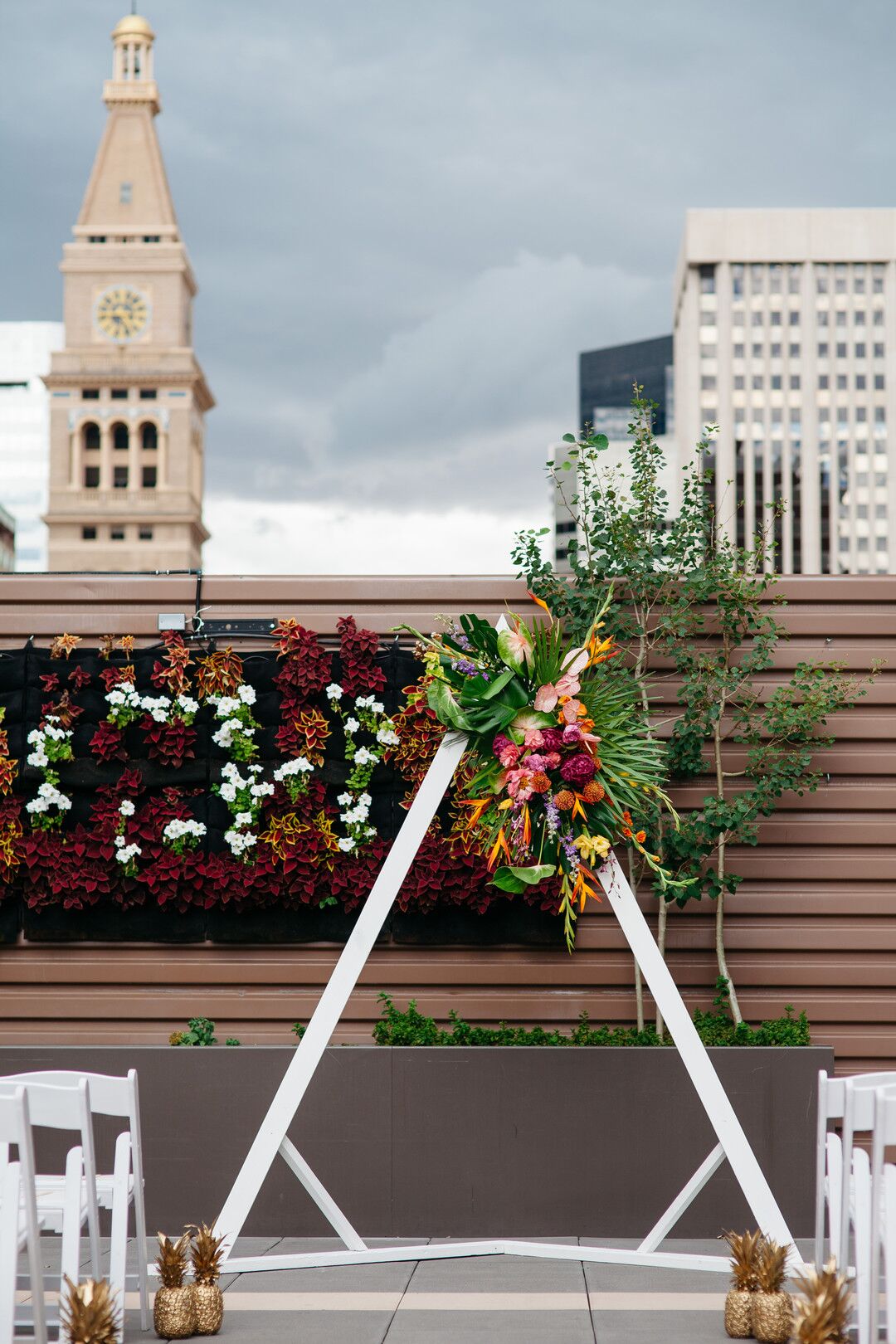 Triangle Ceremony Altar with Tropical Flowers