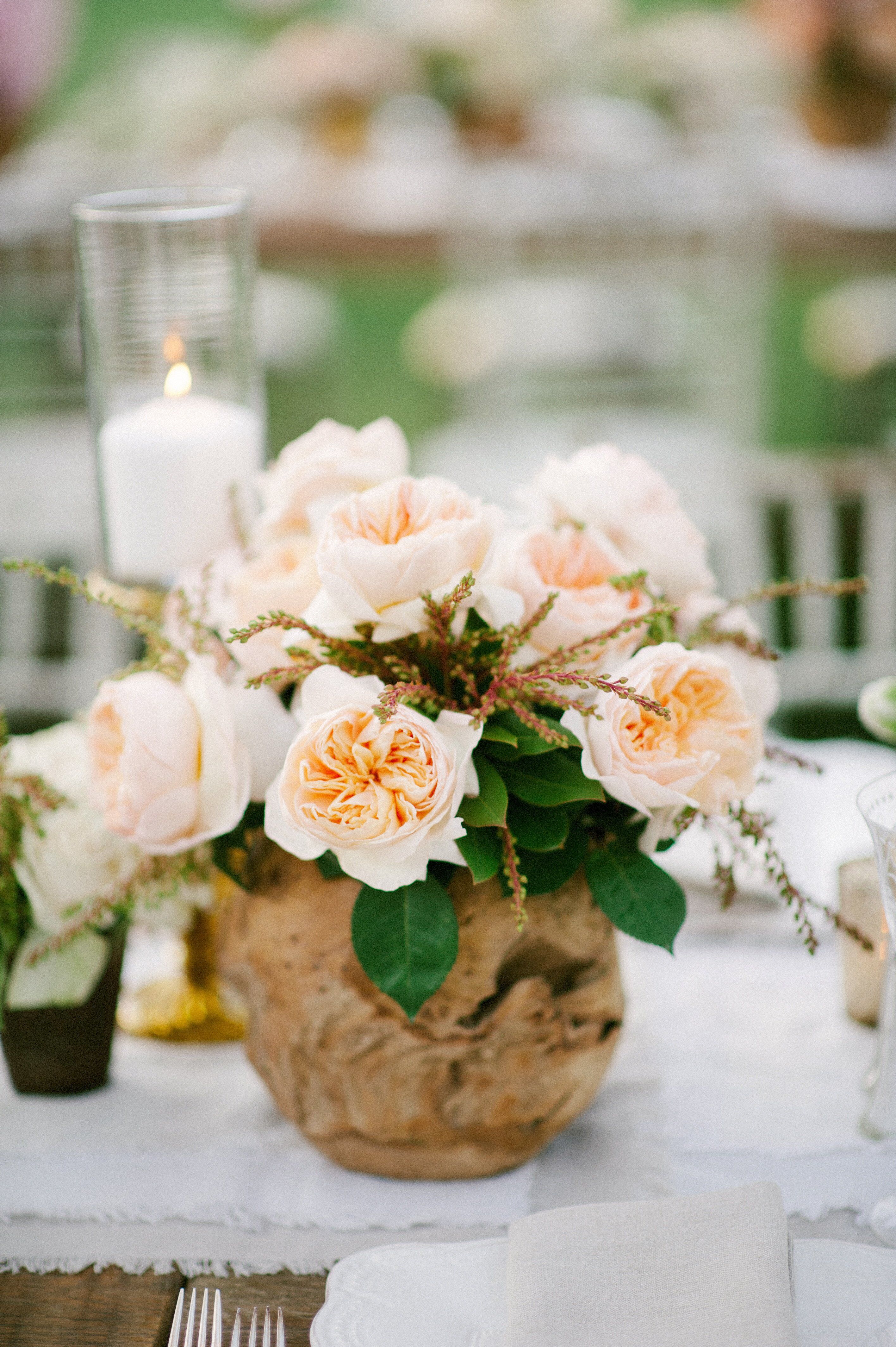 Pastel Garden Rose Centerpieces