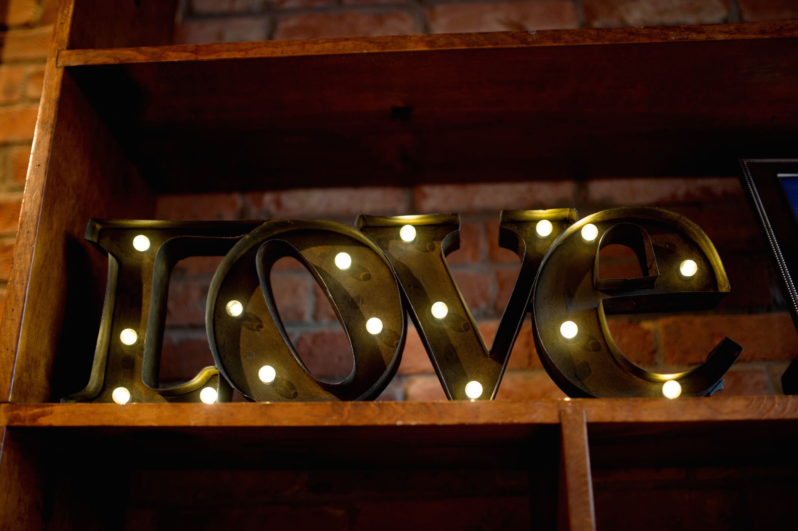 Illuminated 'Love' Wedding Sign