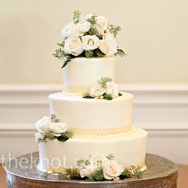 Eucalyptus and Rose-topped Cake