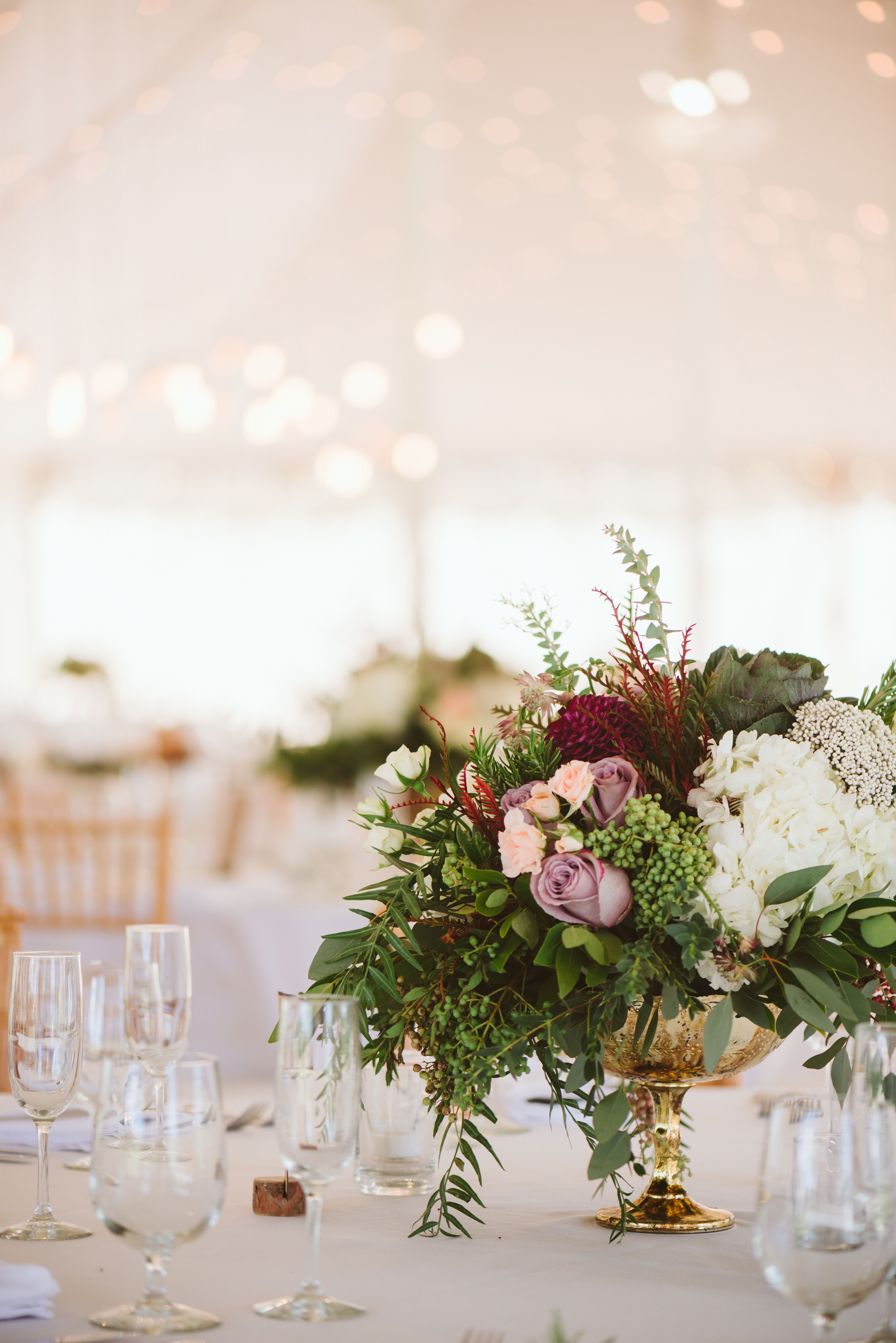 cascading rose and hydrangea arrangements in gold footed vases photo context=hydrangea wedding centerpieces photos&page=9