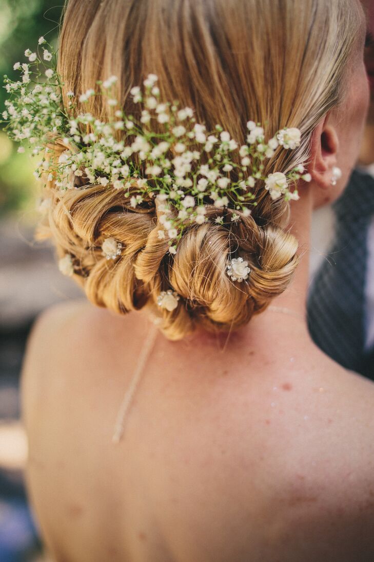 low-bun accessories bridal hairstyle