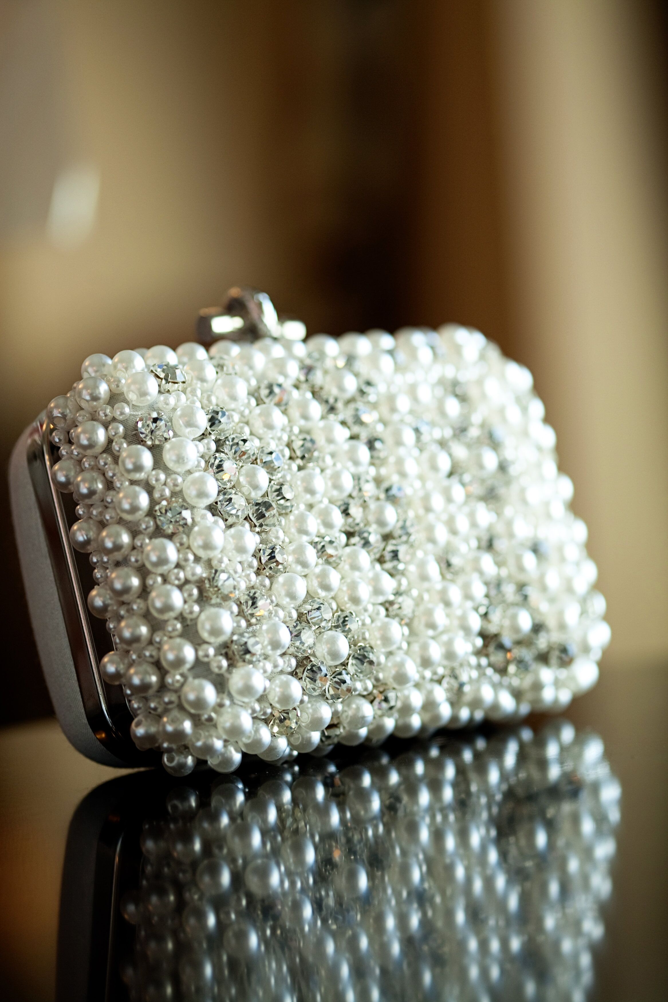 silver pearl clutch