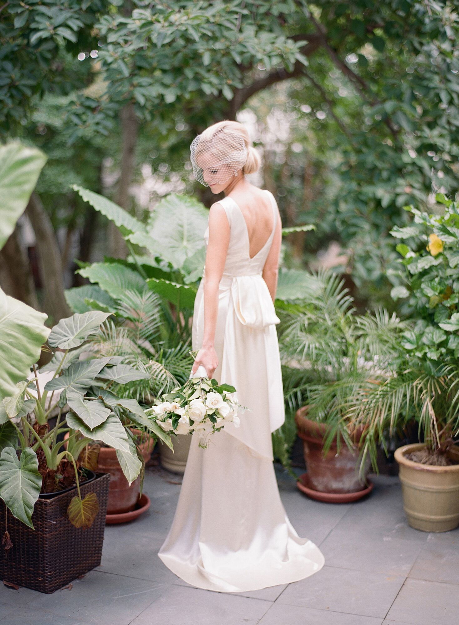 Wedding dress 2024 with birdcage veil