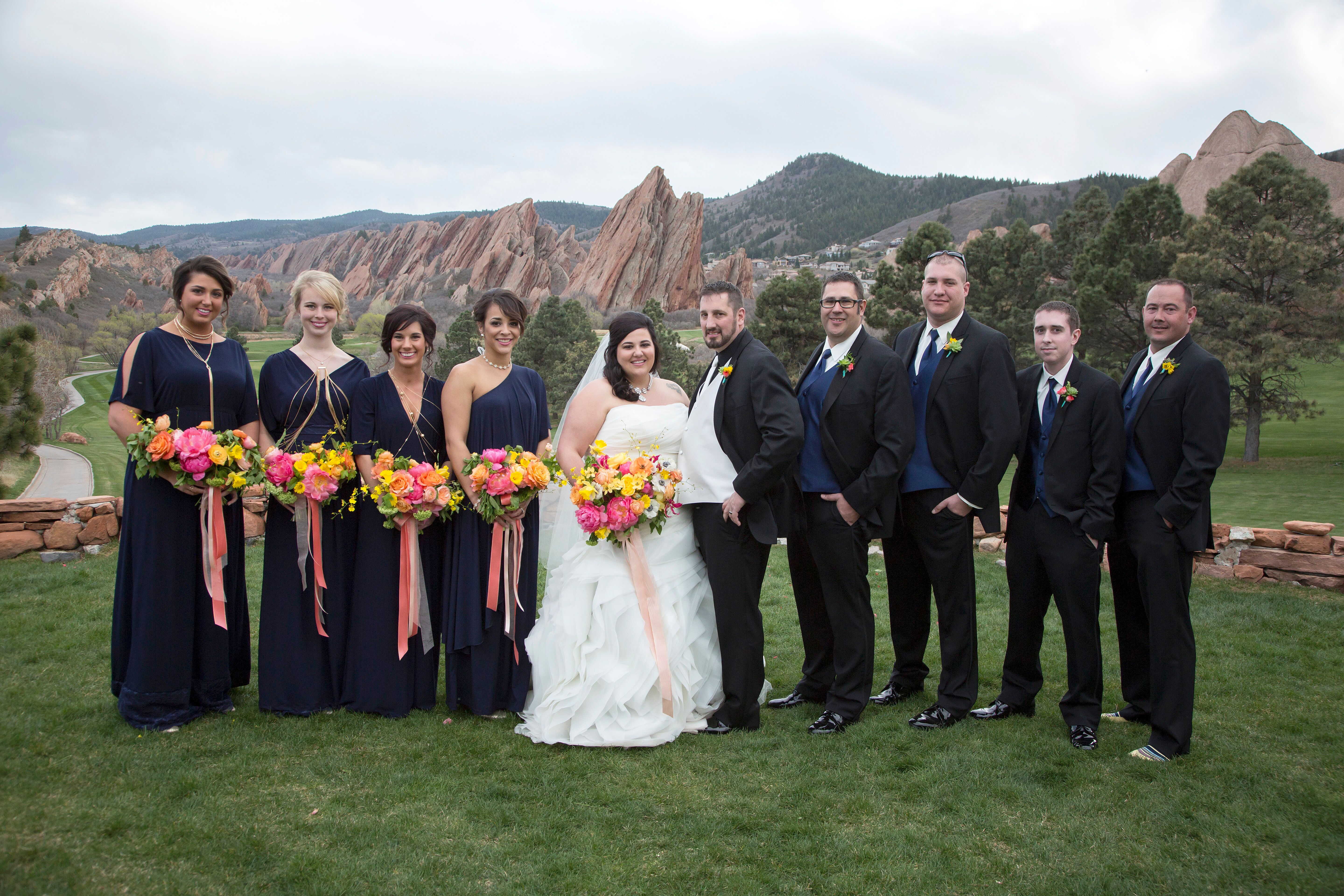 black and navy wedding party