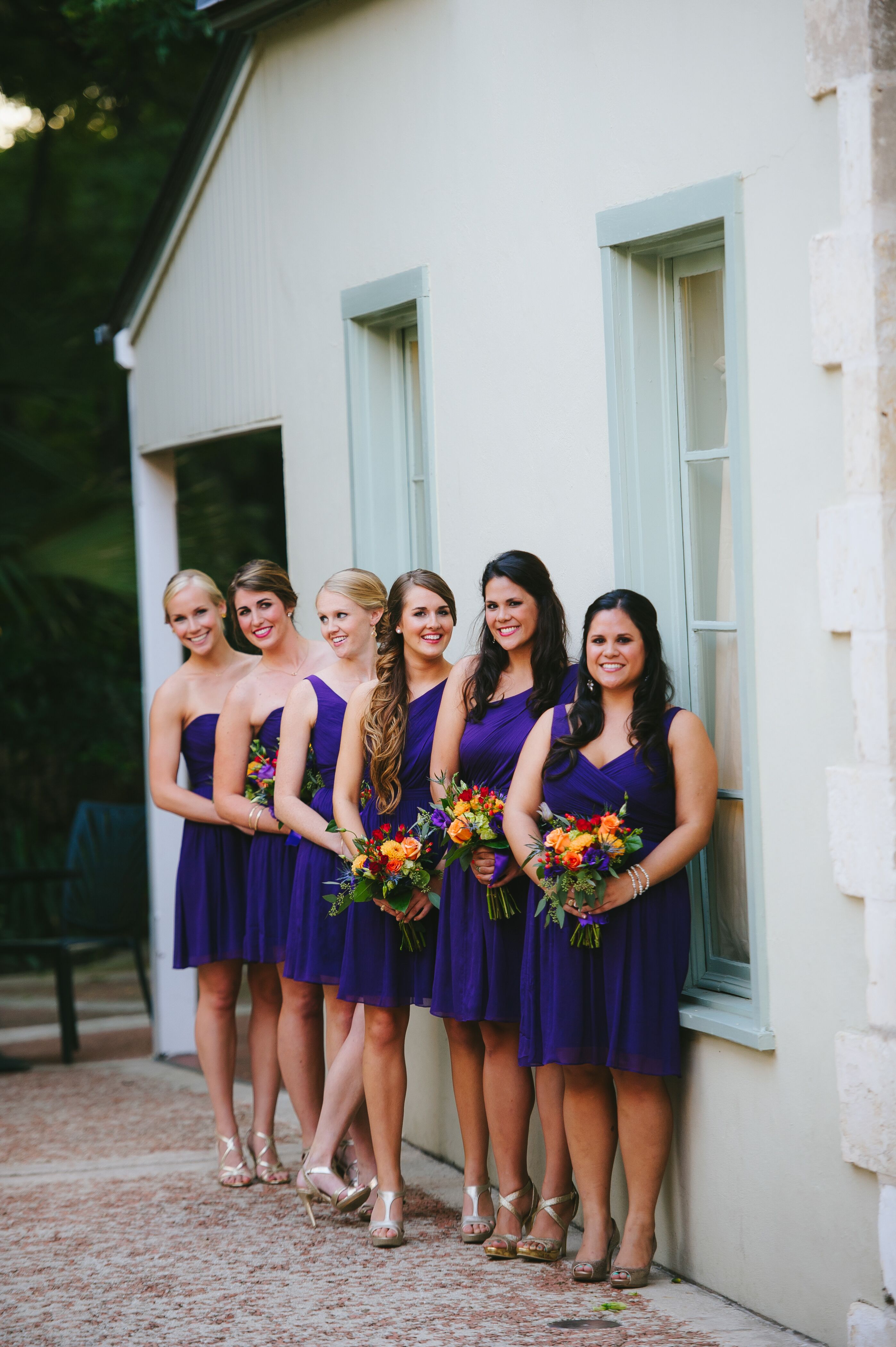 Purple bridesmaid store dresses short