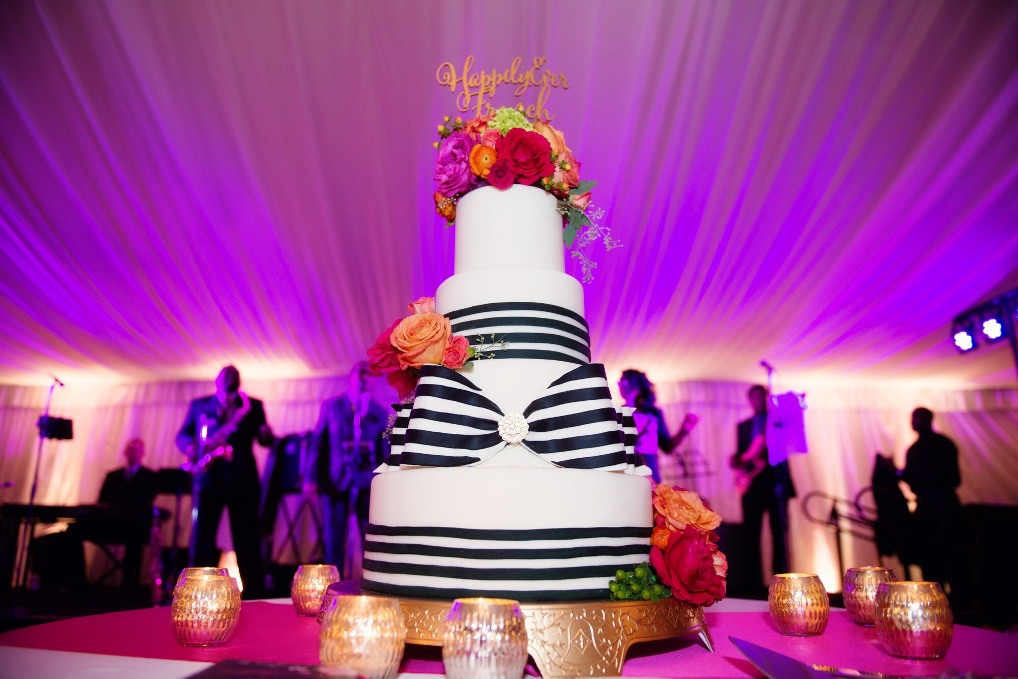 Black And White Striped Wedding Cake