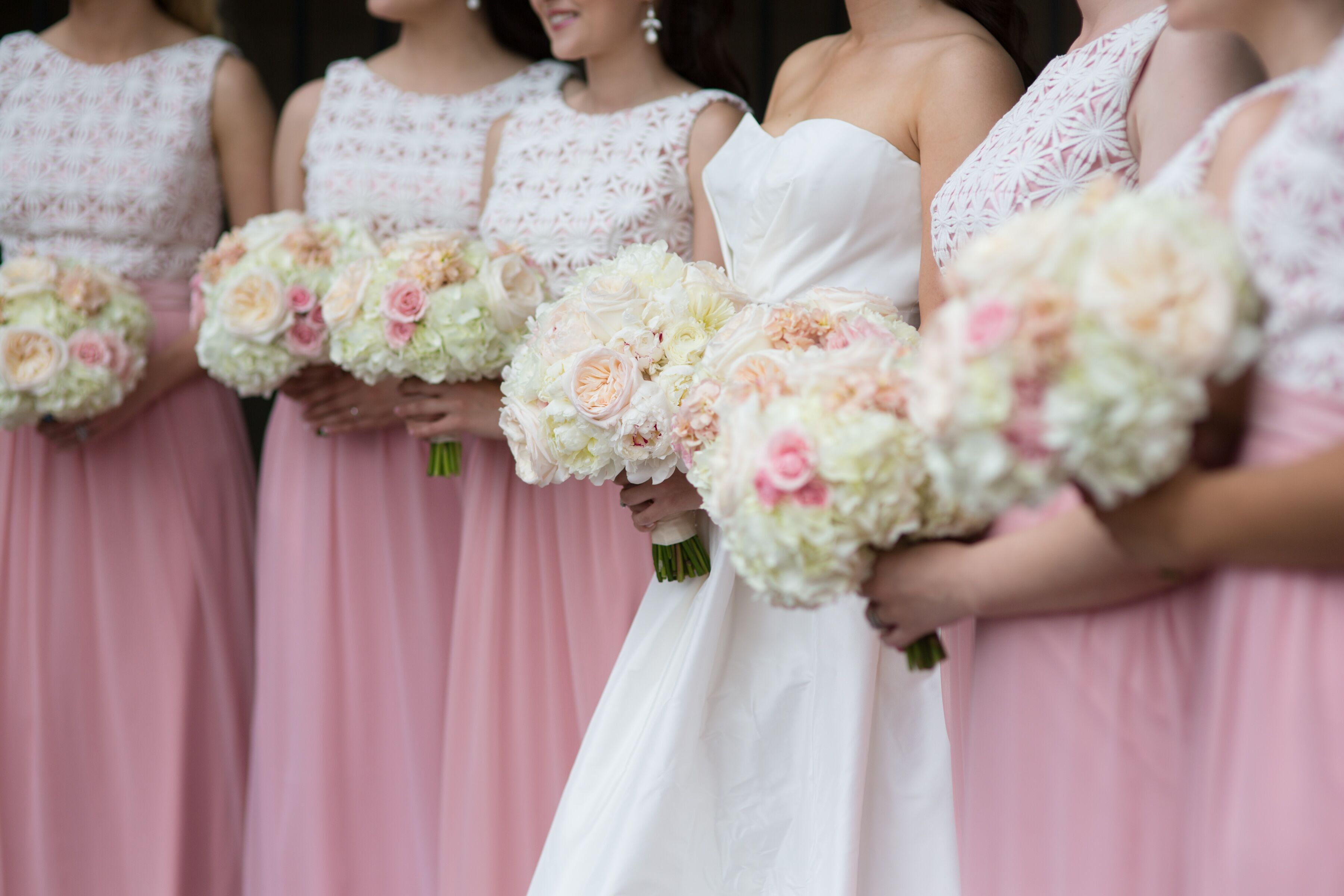 Blush and Ivory Bridal Party Bouquets