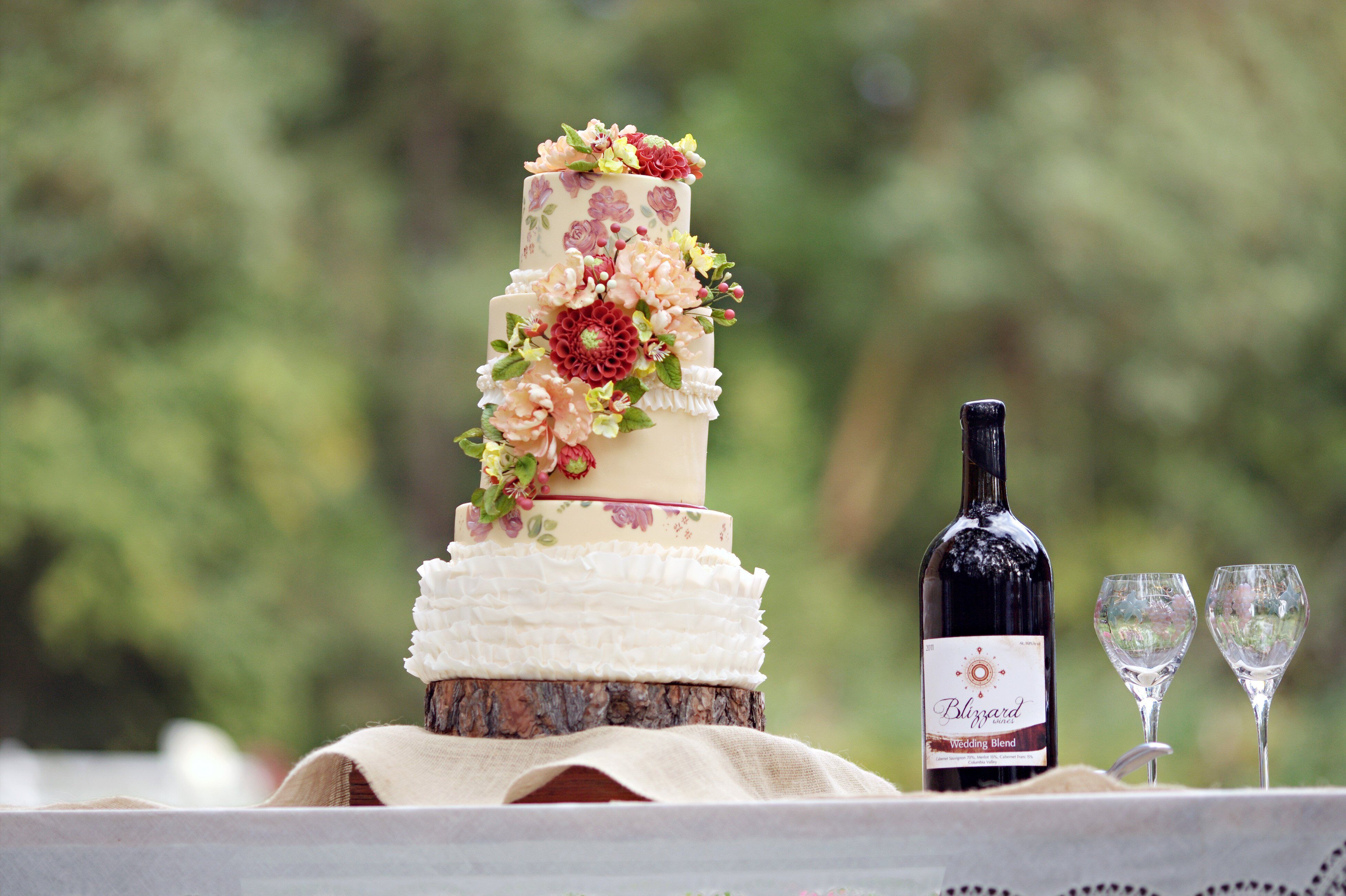 Painted Floral Wedding Cake