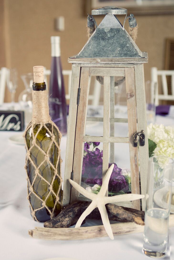 table wedding for purple decoration and Bottle DIY Lantern Centerpiece Nautical