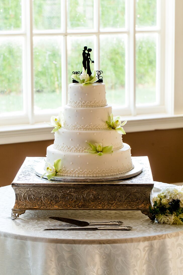 Tiered Buttercream  Wedding  Cake  With Green Orchids 