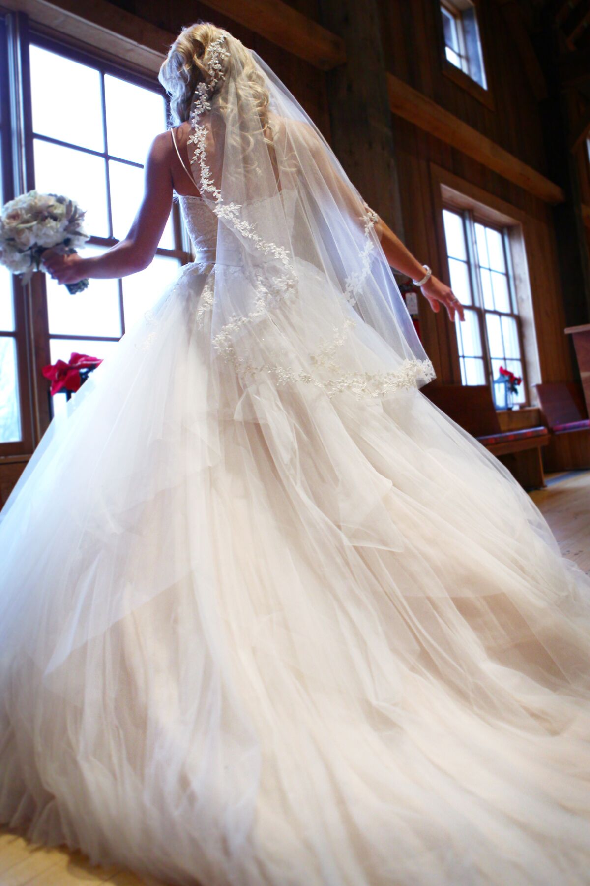 Ivory Tulle Wedding Dress With Veil