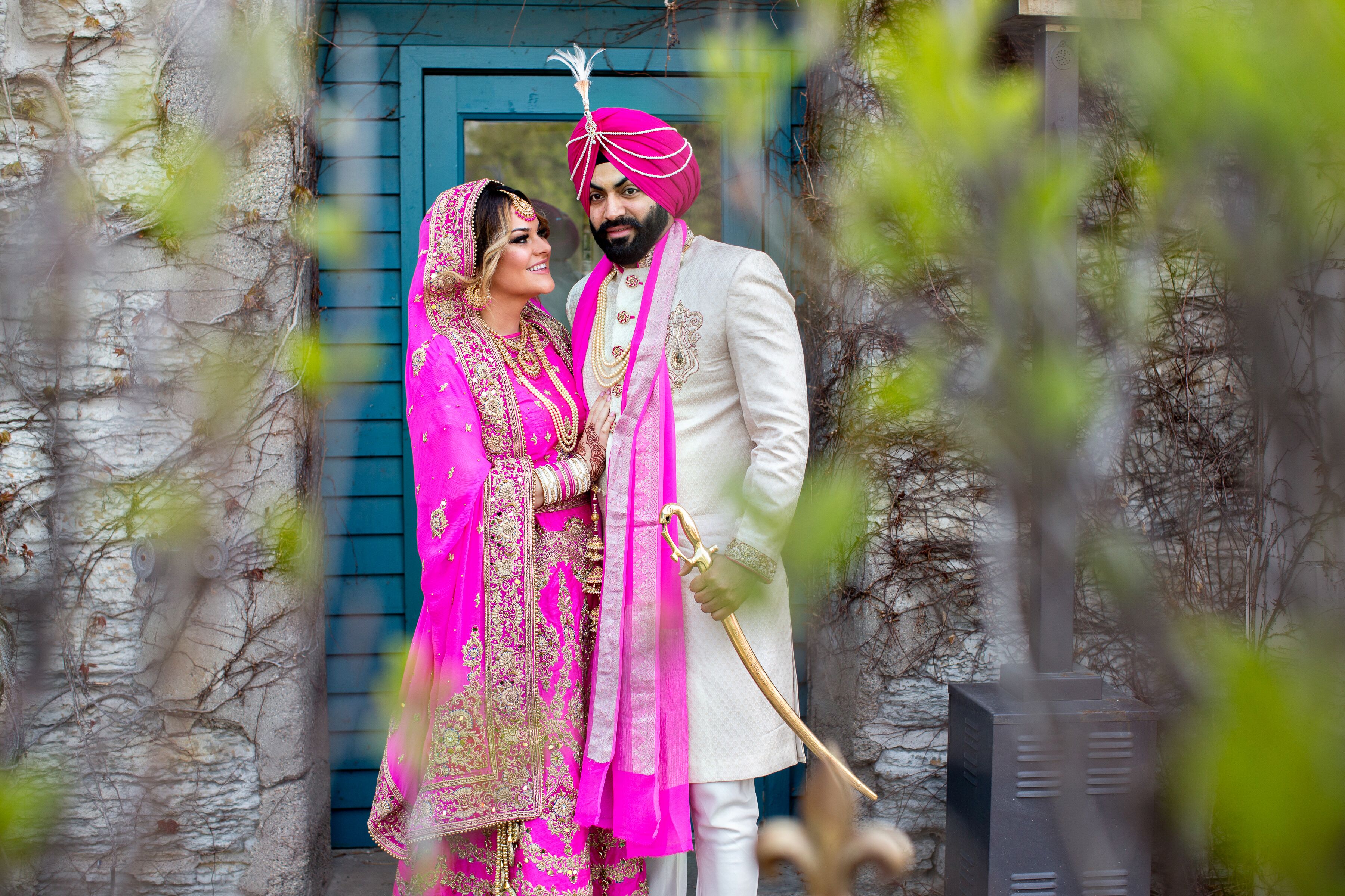 Traditional Pink and Gold Indian Wedding Attire