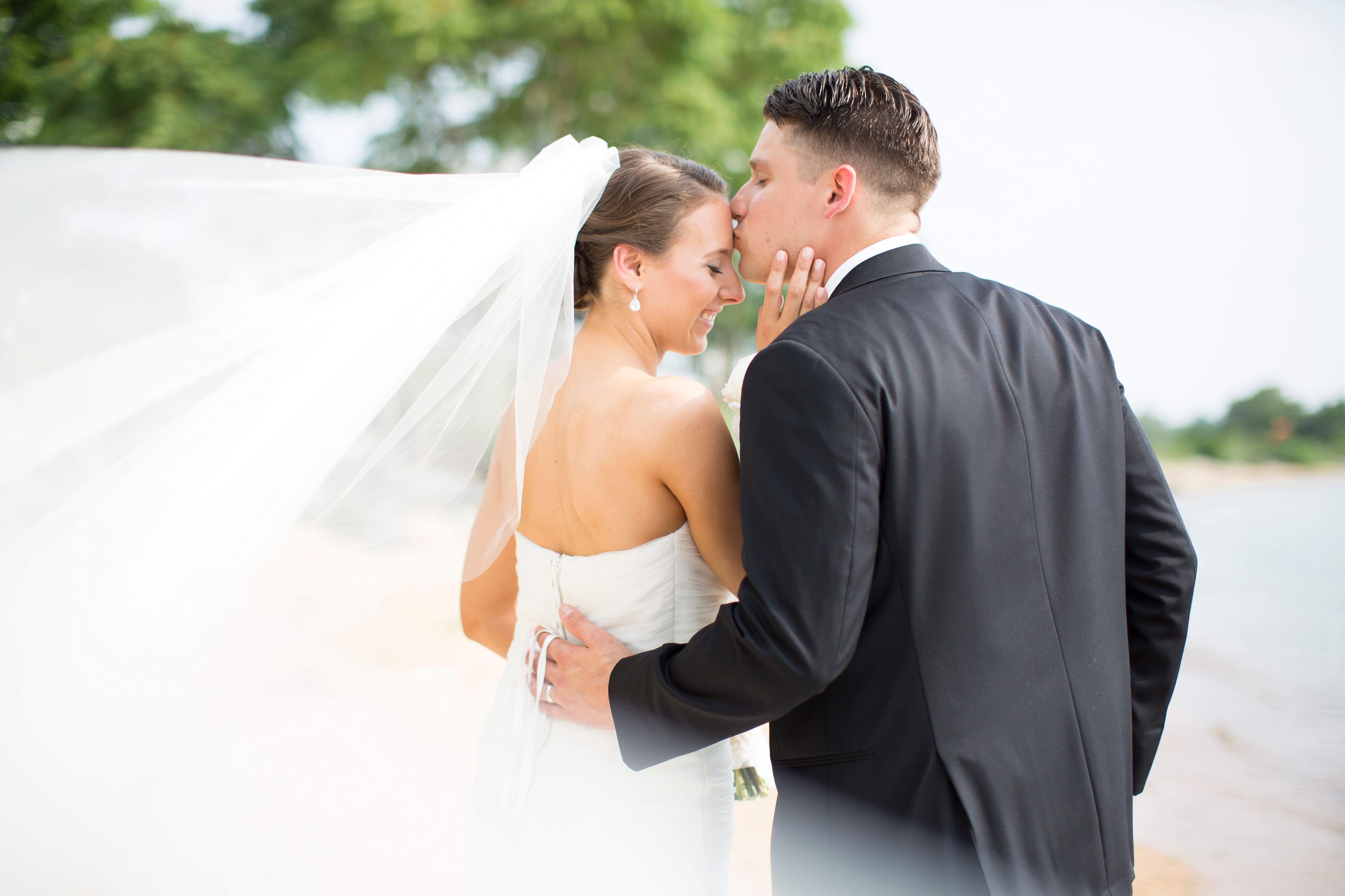 A Purple and White Classic Wedding  at Chesapeake Bay Beach 