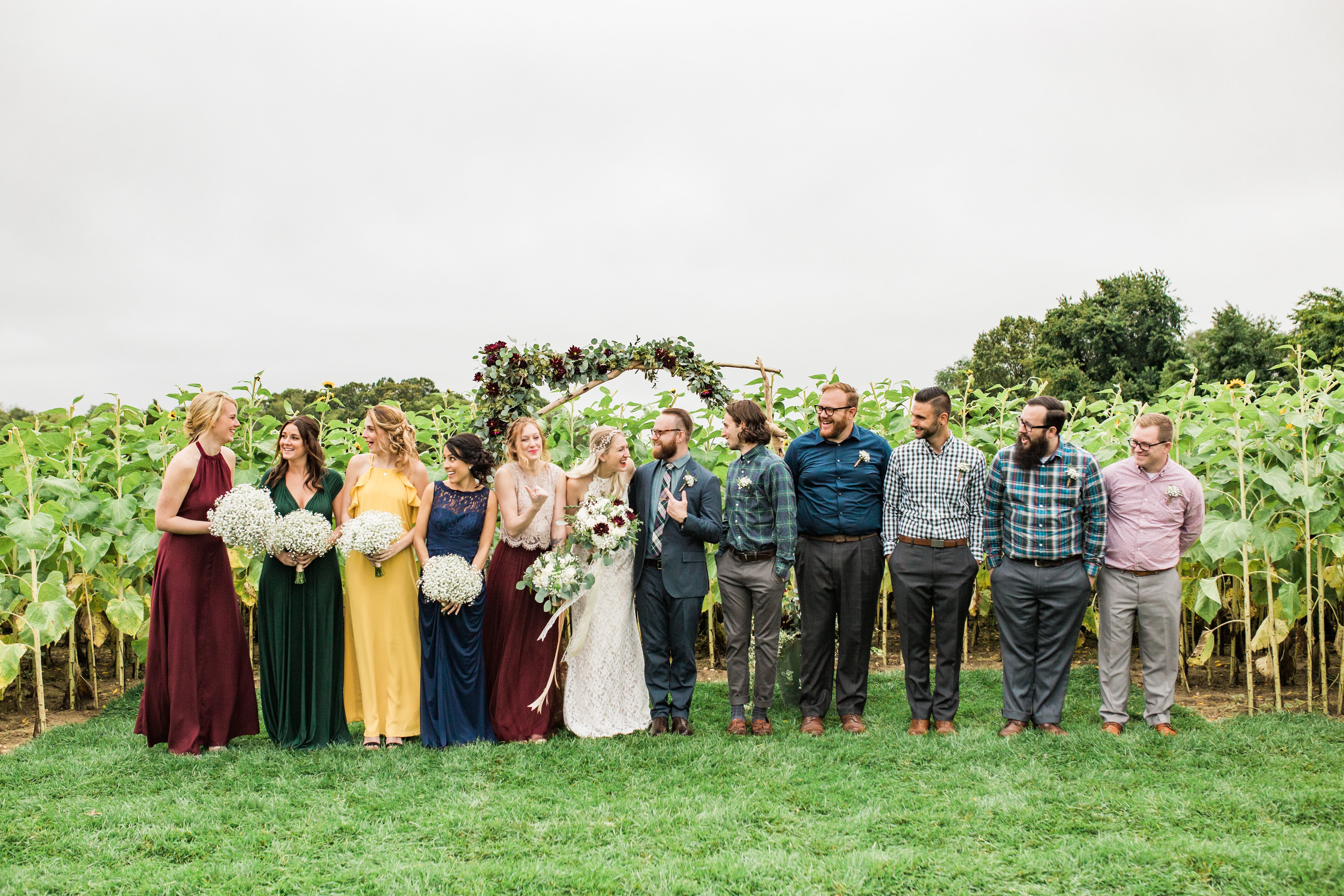 mismatched bridesmaids and groomsmen