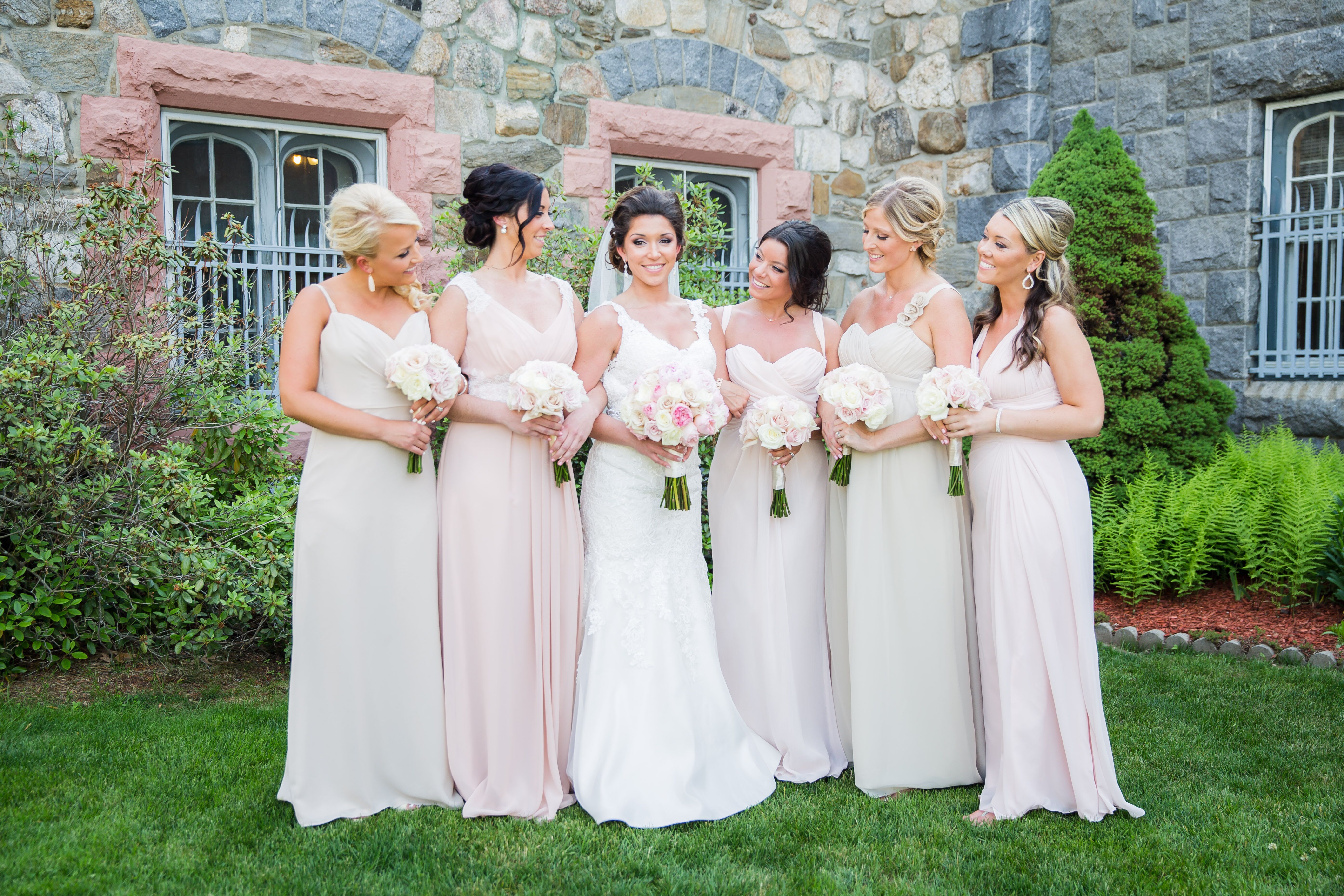 Champagne blush bridesmaid dresses hotsell