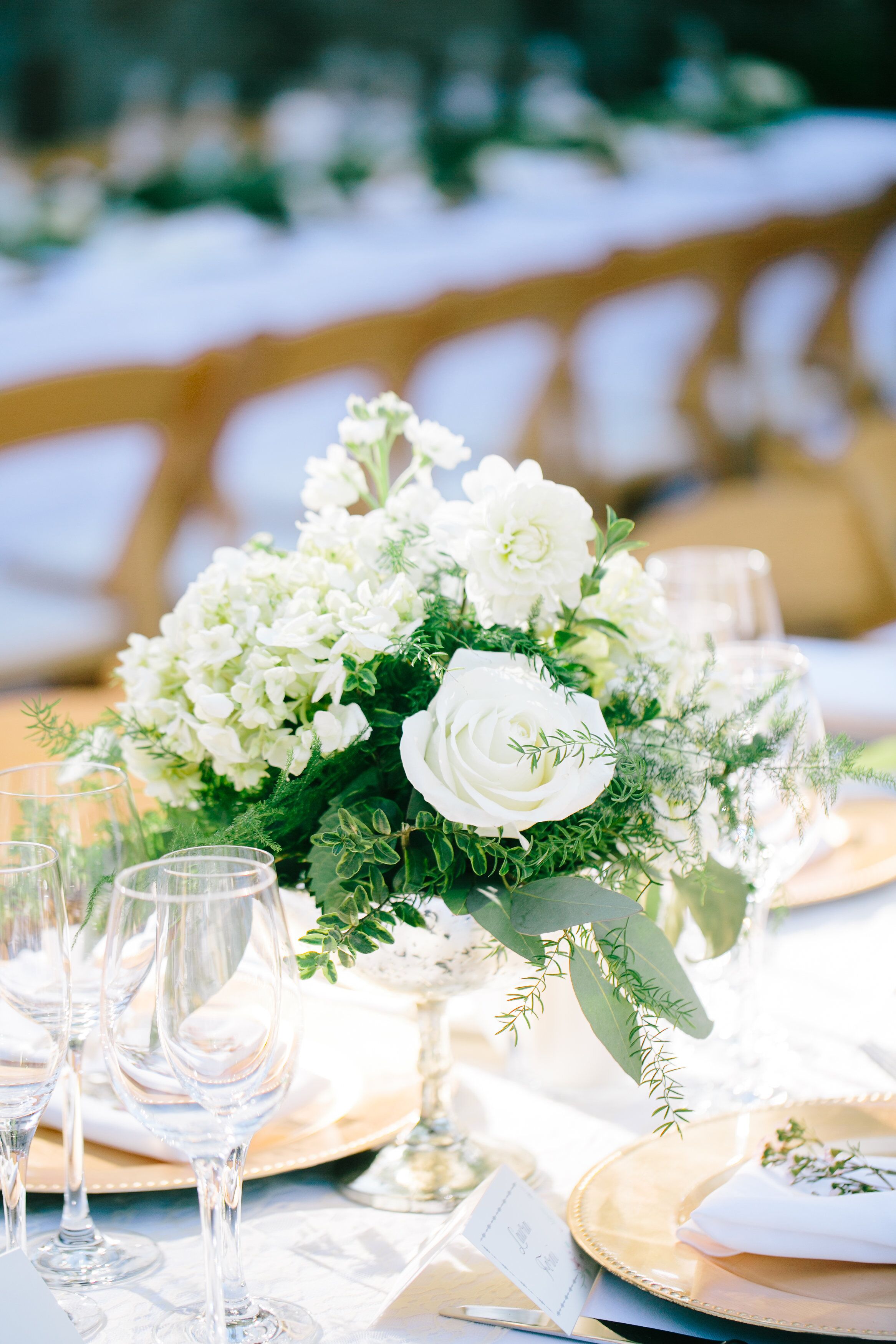 Ivory and Green Centerpiece