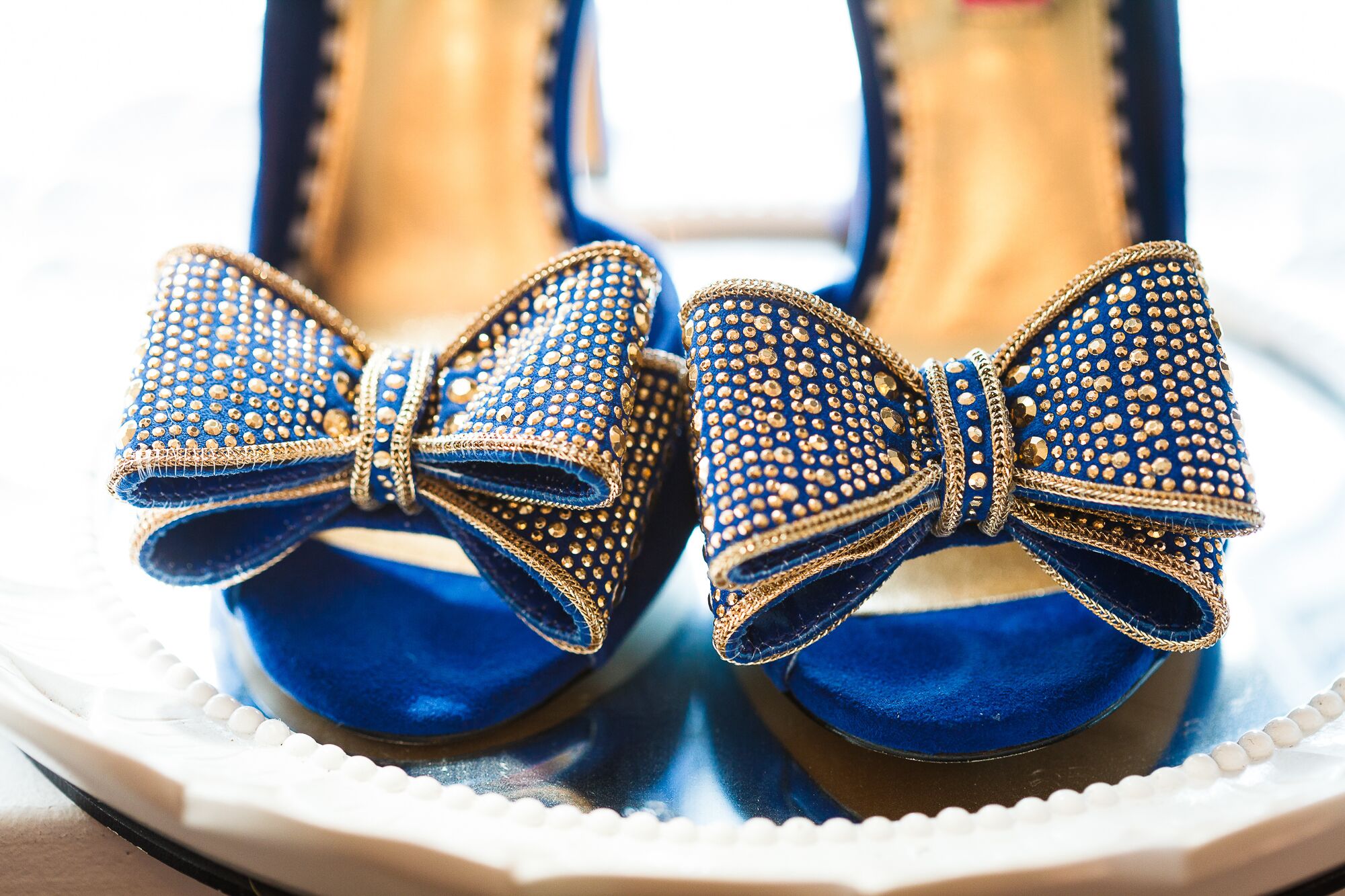 Gold and hotsell royal blue heels