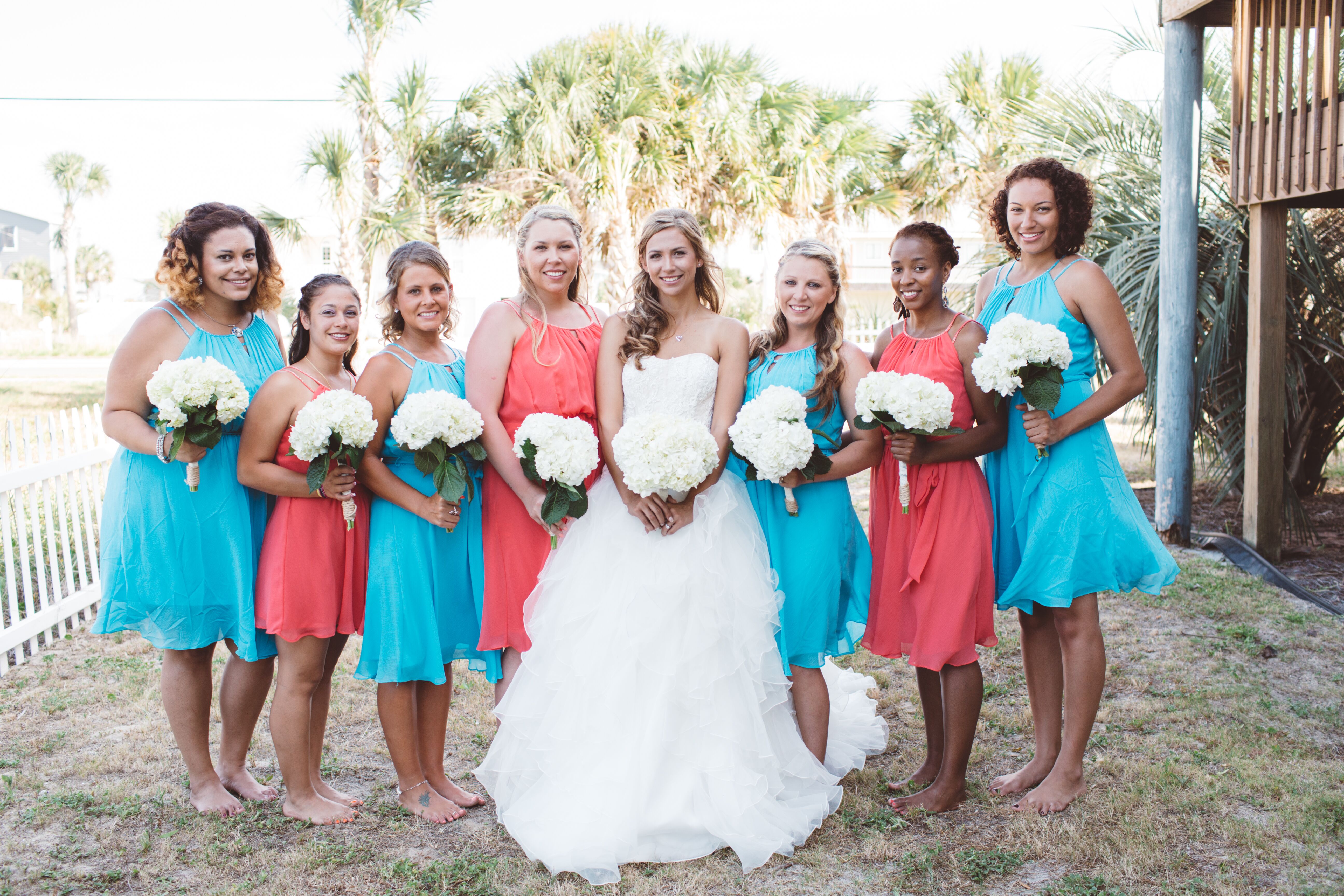 Teal and coral clearance dress