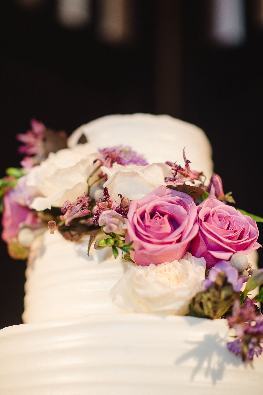 Three Tier Buttercream Cake with Pink and White Roses