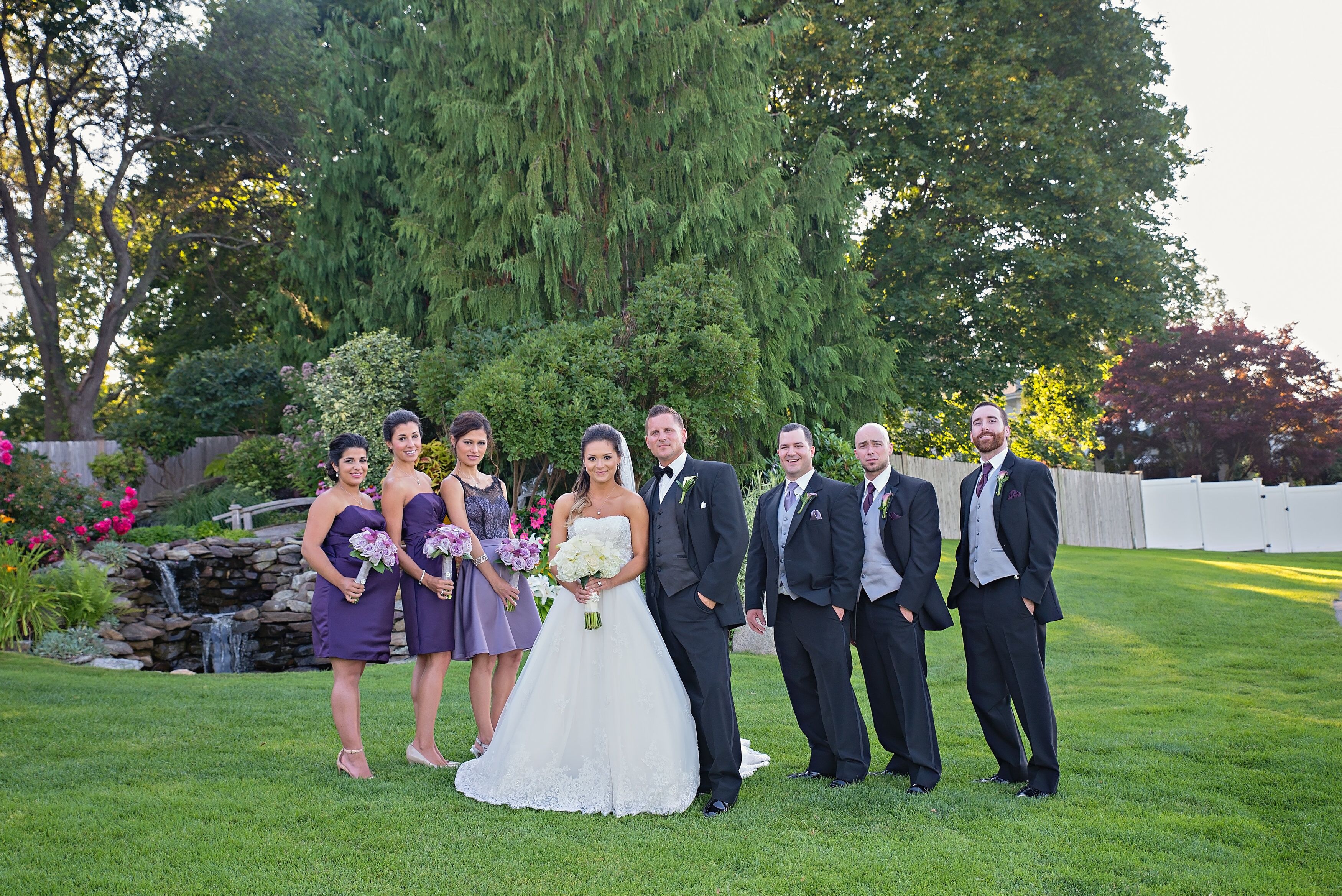 purple bridesmaid dresses with groomsmen Mismatched Bridesmaid Bridesmaid And Groomsmen Attire Bridal Party  Different Shades Of Purple Bridesmaid Dresses