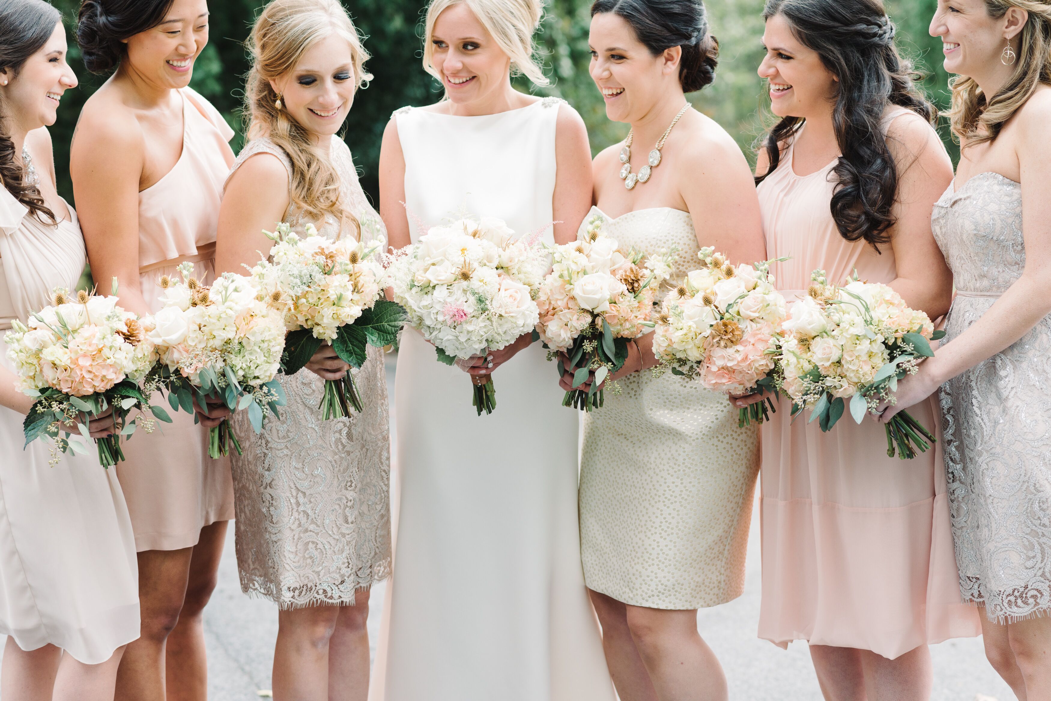 blush tone bridesmaid dresses