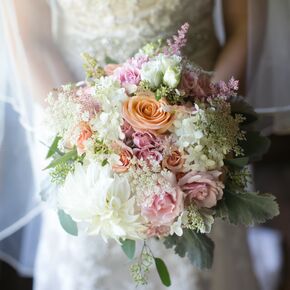 Romantic Peach and Gray Wedding Party