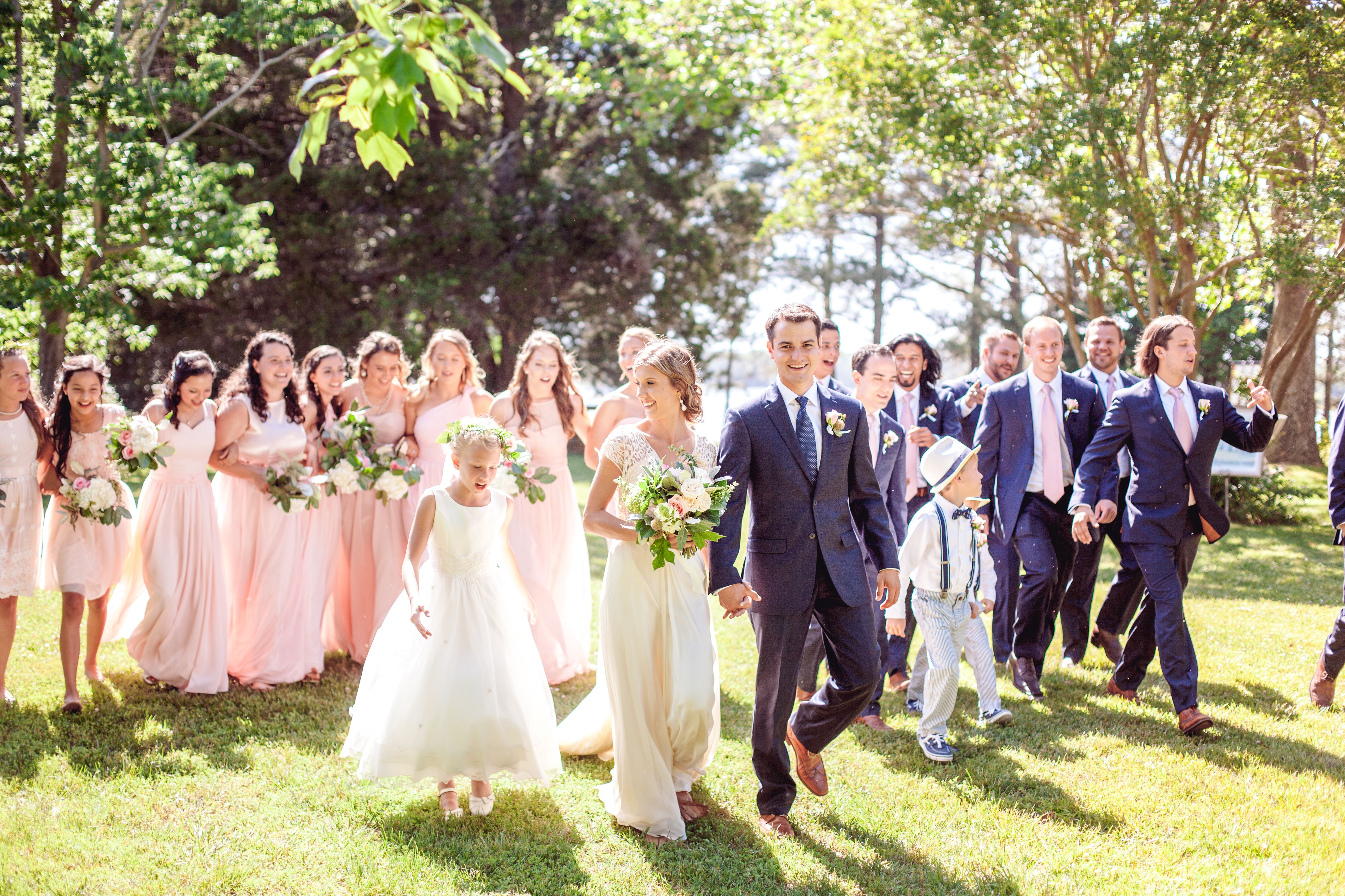 Pink dress outlet and blue suit