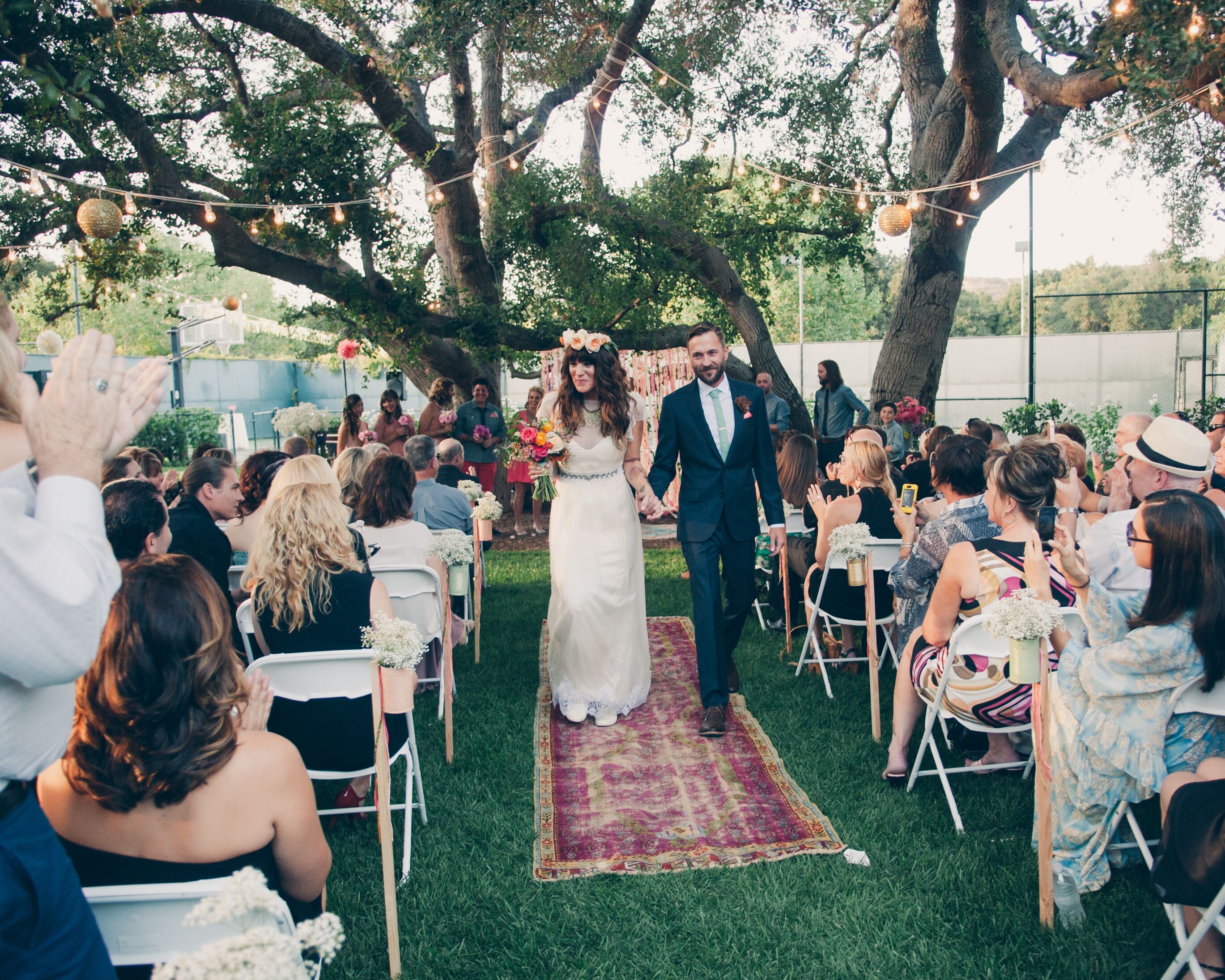 Vintage Bohemian Backyard Ceremony in Newhall, California