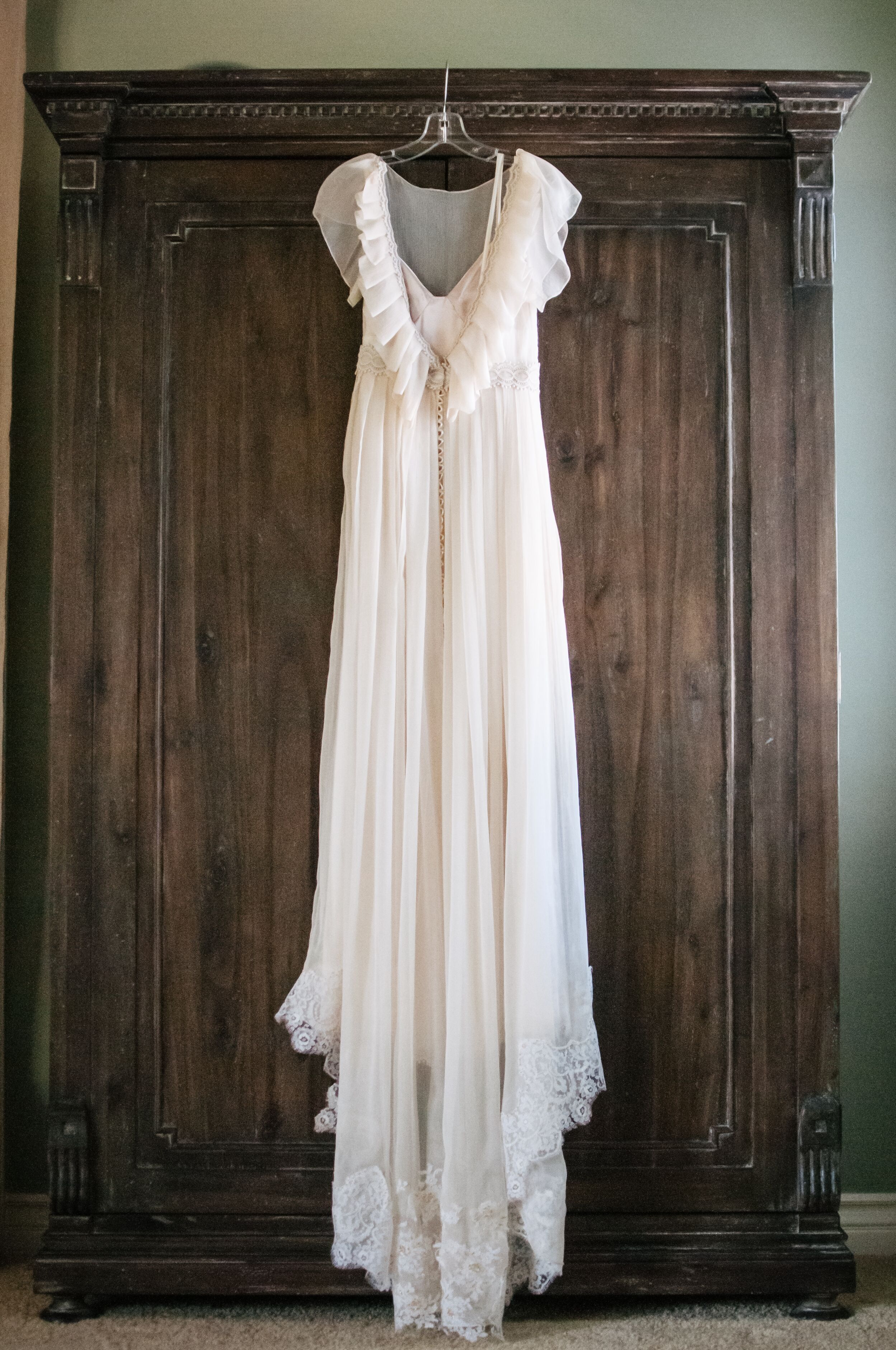 Vintage Custom Wedding Dress with Deep V-Back