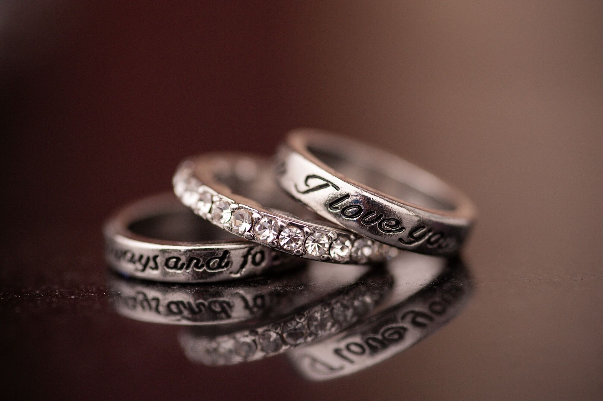 Engraved Wedding Rings with Love Messages