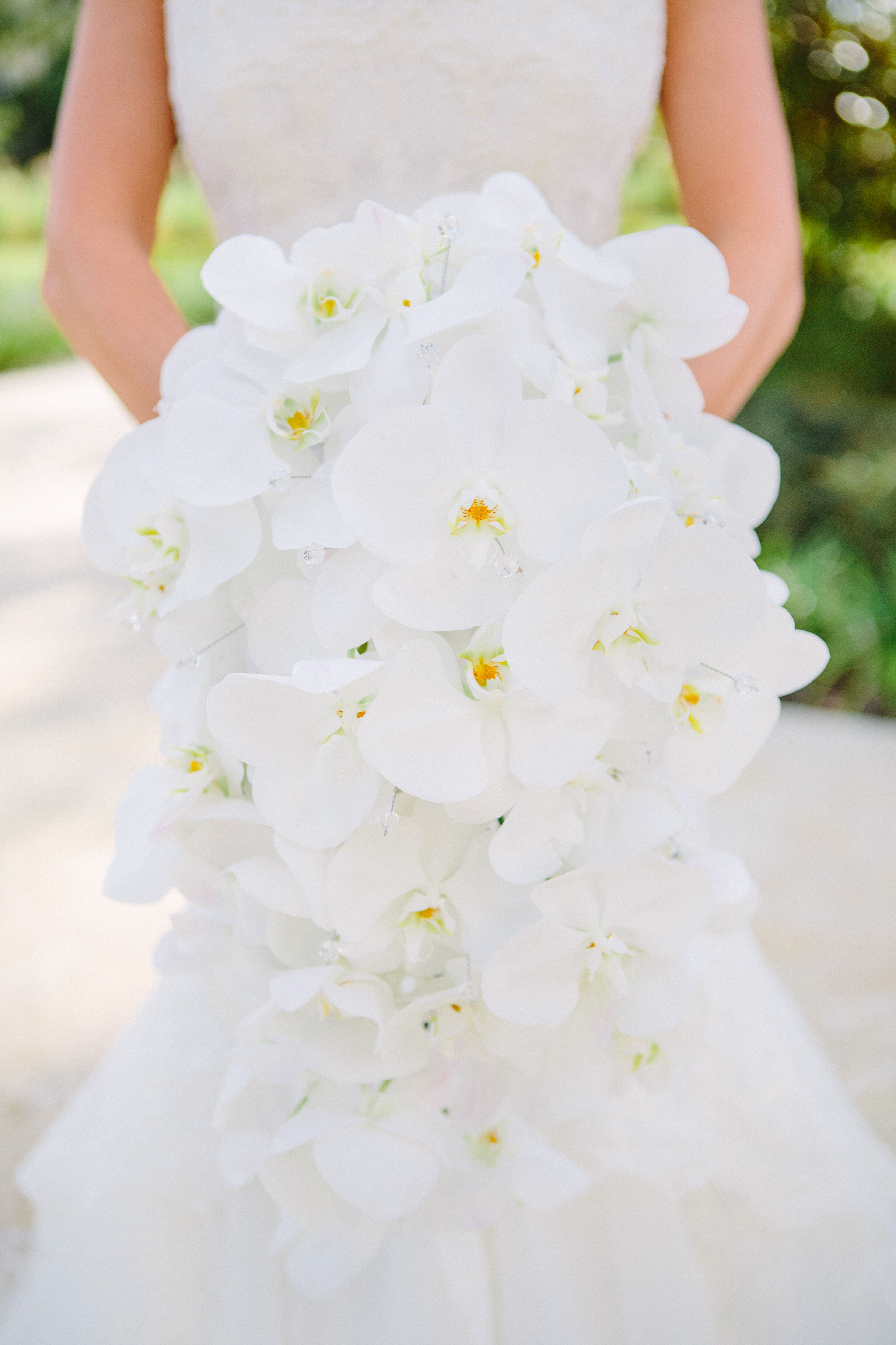 White Cascading Phalaenopsis Orchid Bridal Bouquet