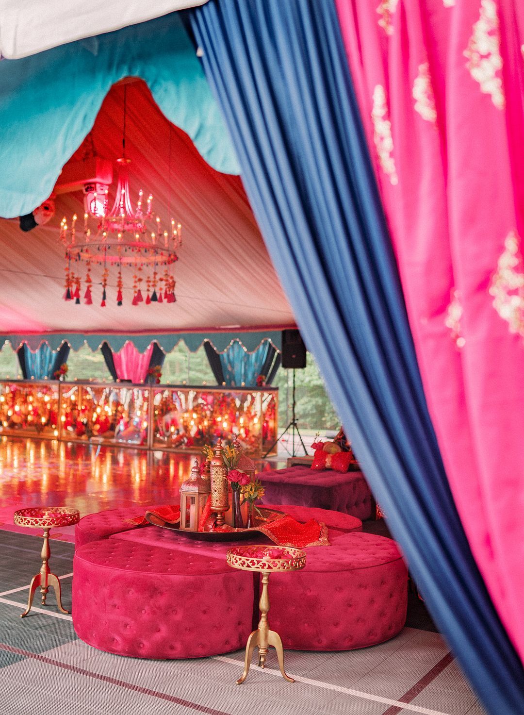 Red Sangeet Decor for Sikh Wedding in Fairfax Station, Virginia