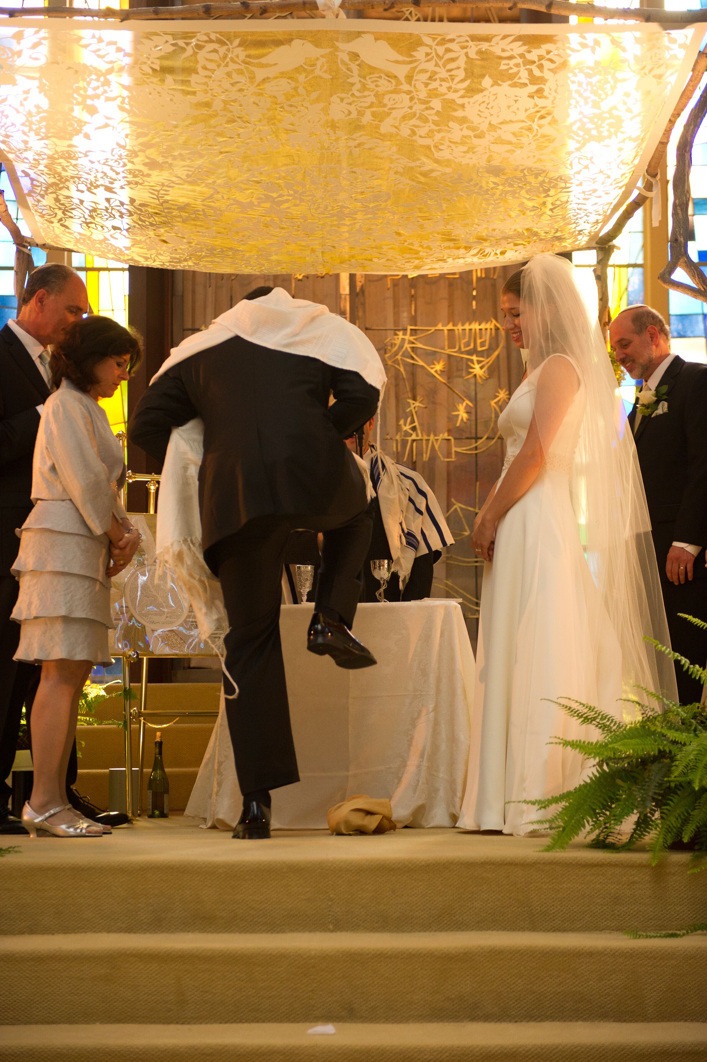 Breaking the Glass at Jewish Wedding Ceremony