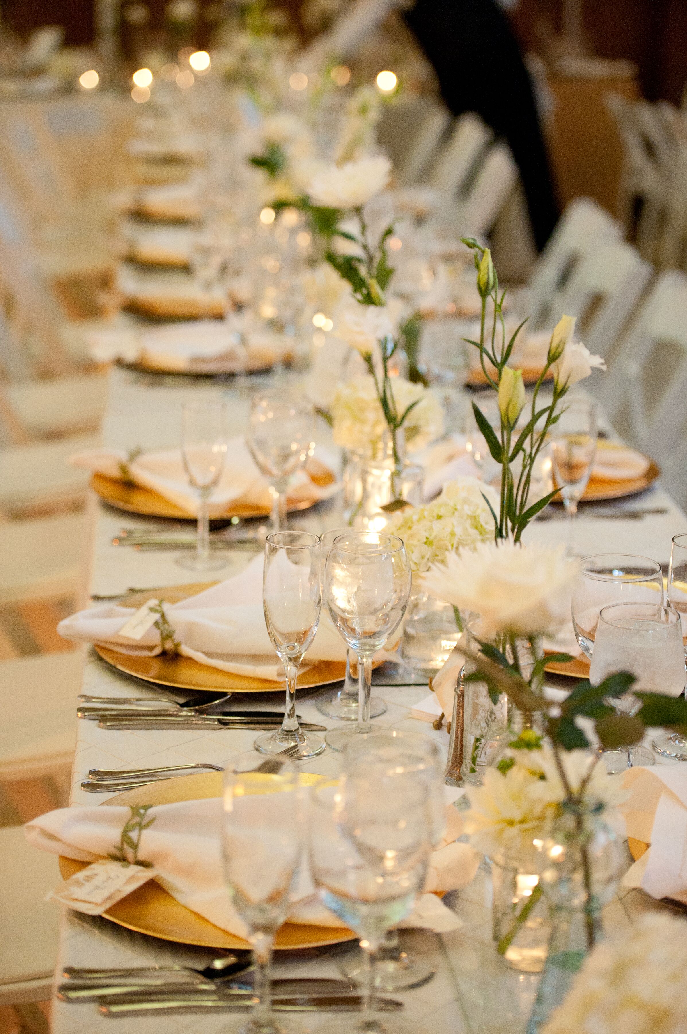 Gold White Table Settings