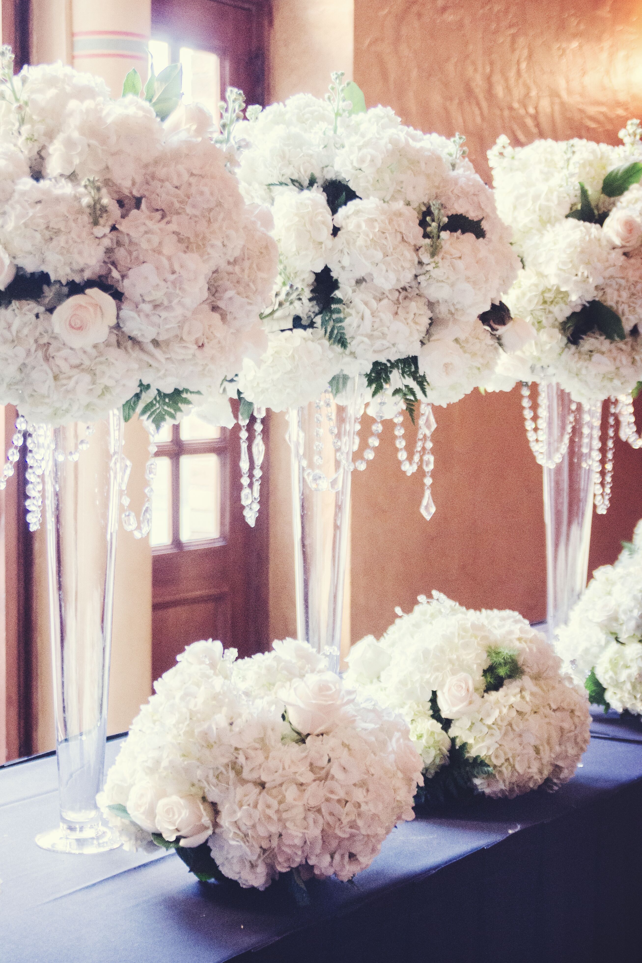 Regal White Peony and Crystal Centerpieces