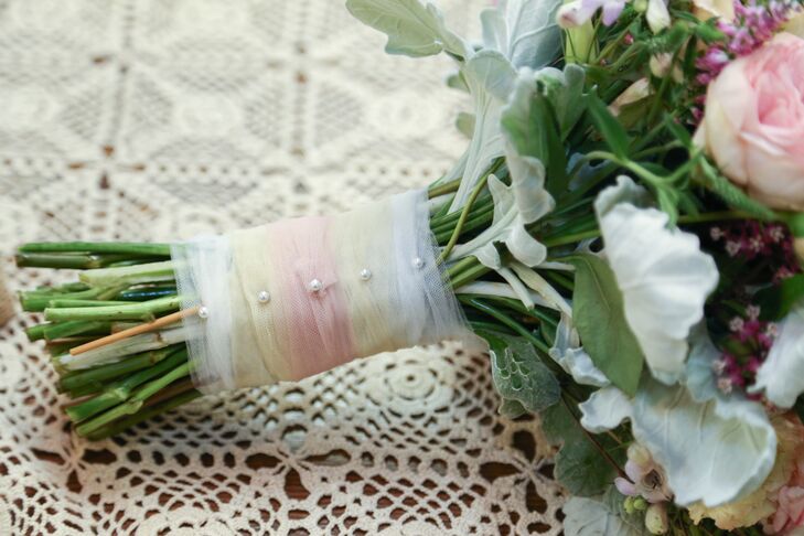 Tulle Wrapped Bridal Bouquet