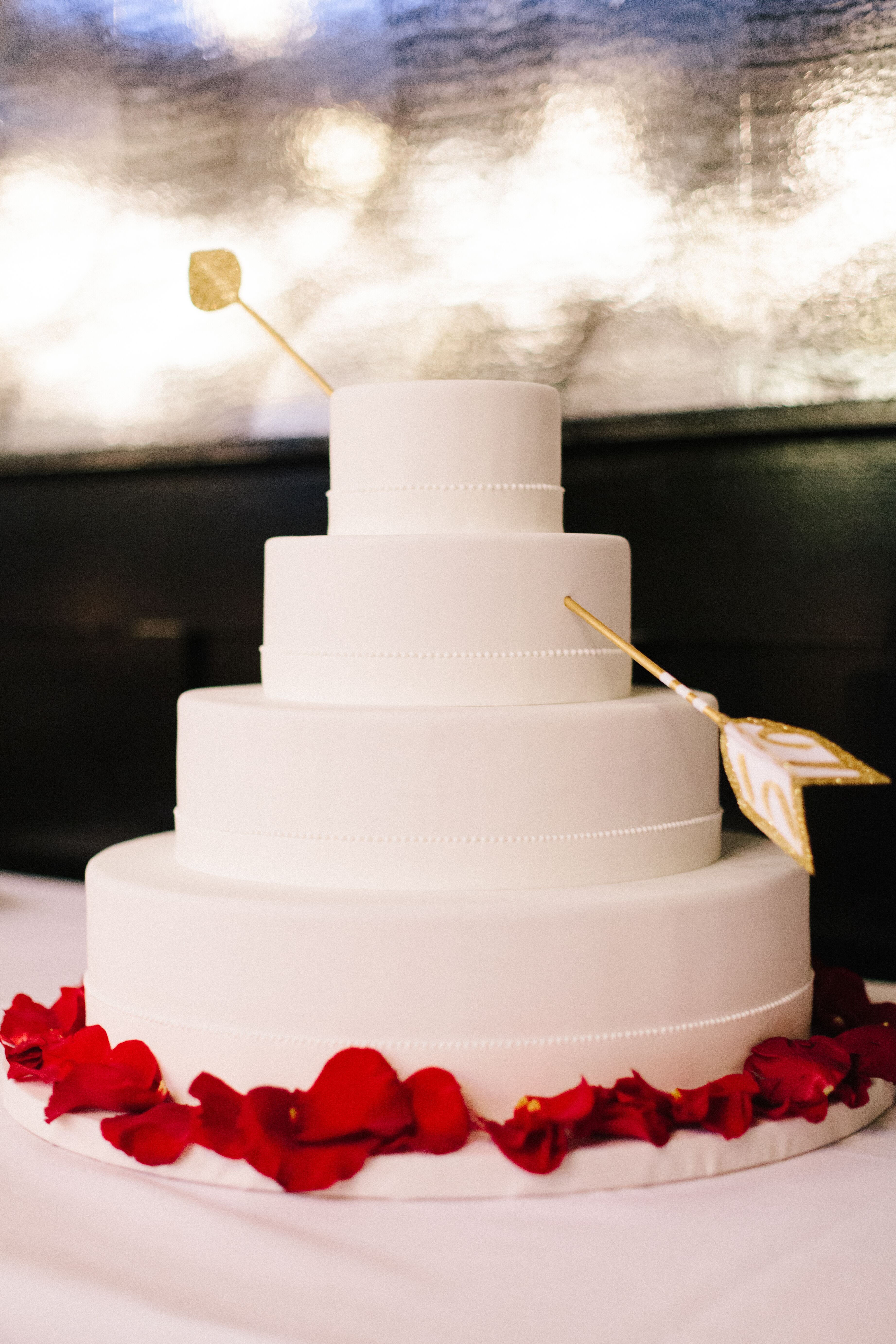 White Cupid s Arrow Wedding  Cake 