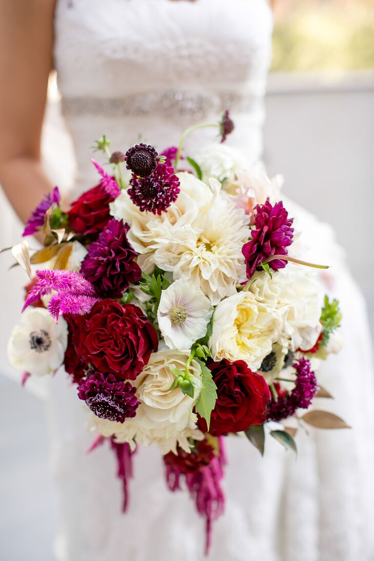 Jewel-Toned Wine and White Bridal Bouquet