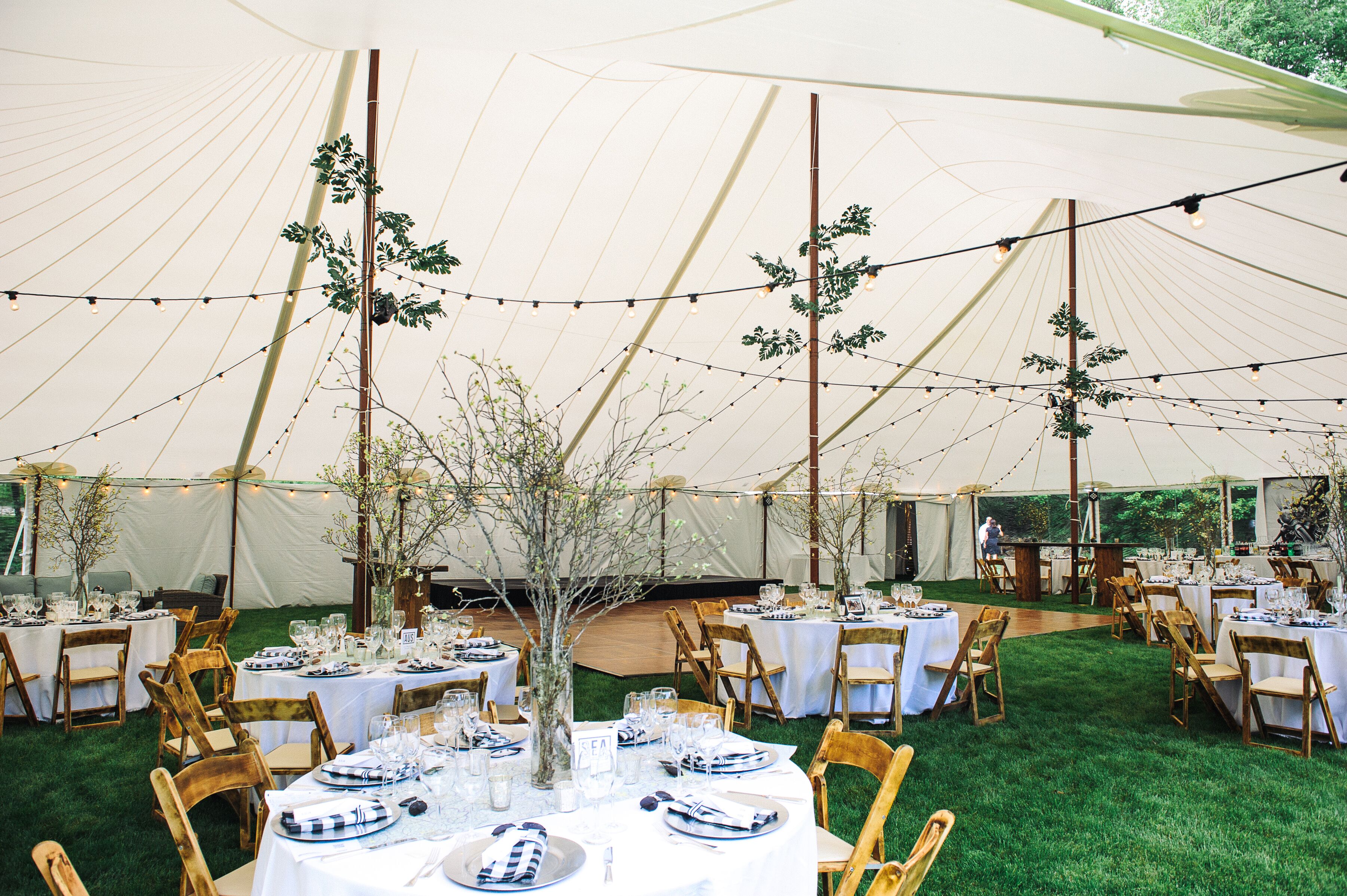 Sail Cloth Pole Tent With Greenery